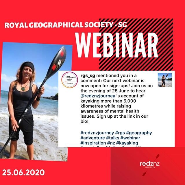 Thankyou to Royal Geographical Society SG for the invite to present of their next webinar on the 25th June.  I am looking forward to the evening
#rgs #redznzjourney #geography #adventure #talks #webinar #inspiration #nz #kayaking #mentalhealth #welln