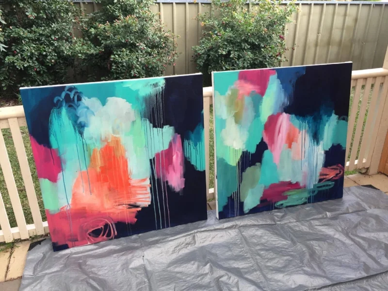 Recent paintings where I've started with strong contrast. You can see how much the orange is popping against the complimentary dark blue.