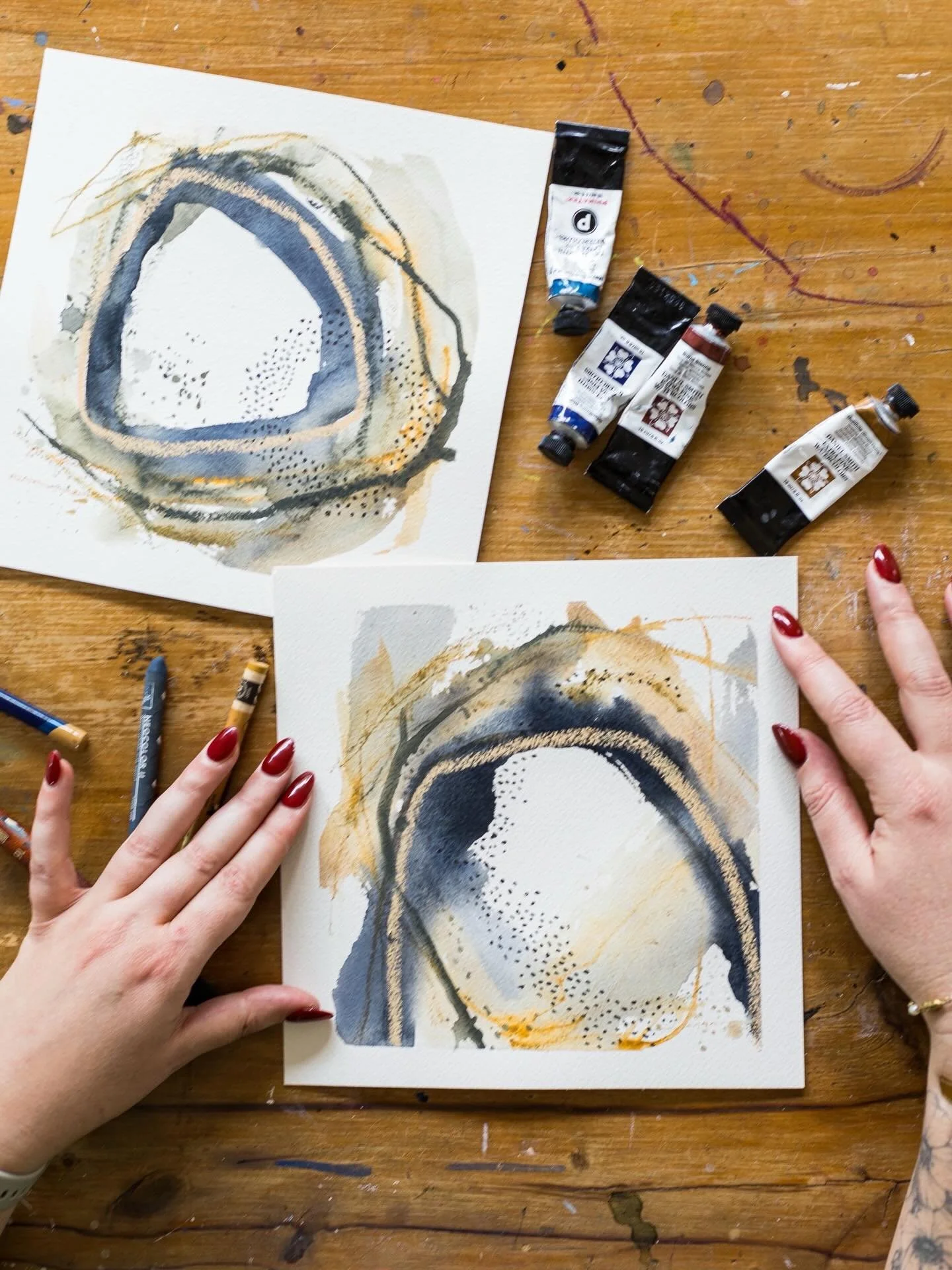 New abstracts. I&rsquo;ve been having fun pulling ideas out of my sketchbook. This will be part of my new course, Marks &amp; Rhythm. It is going to be juicy because I keep painting and filming more lessons instead of editing and organising the cours