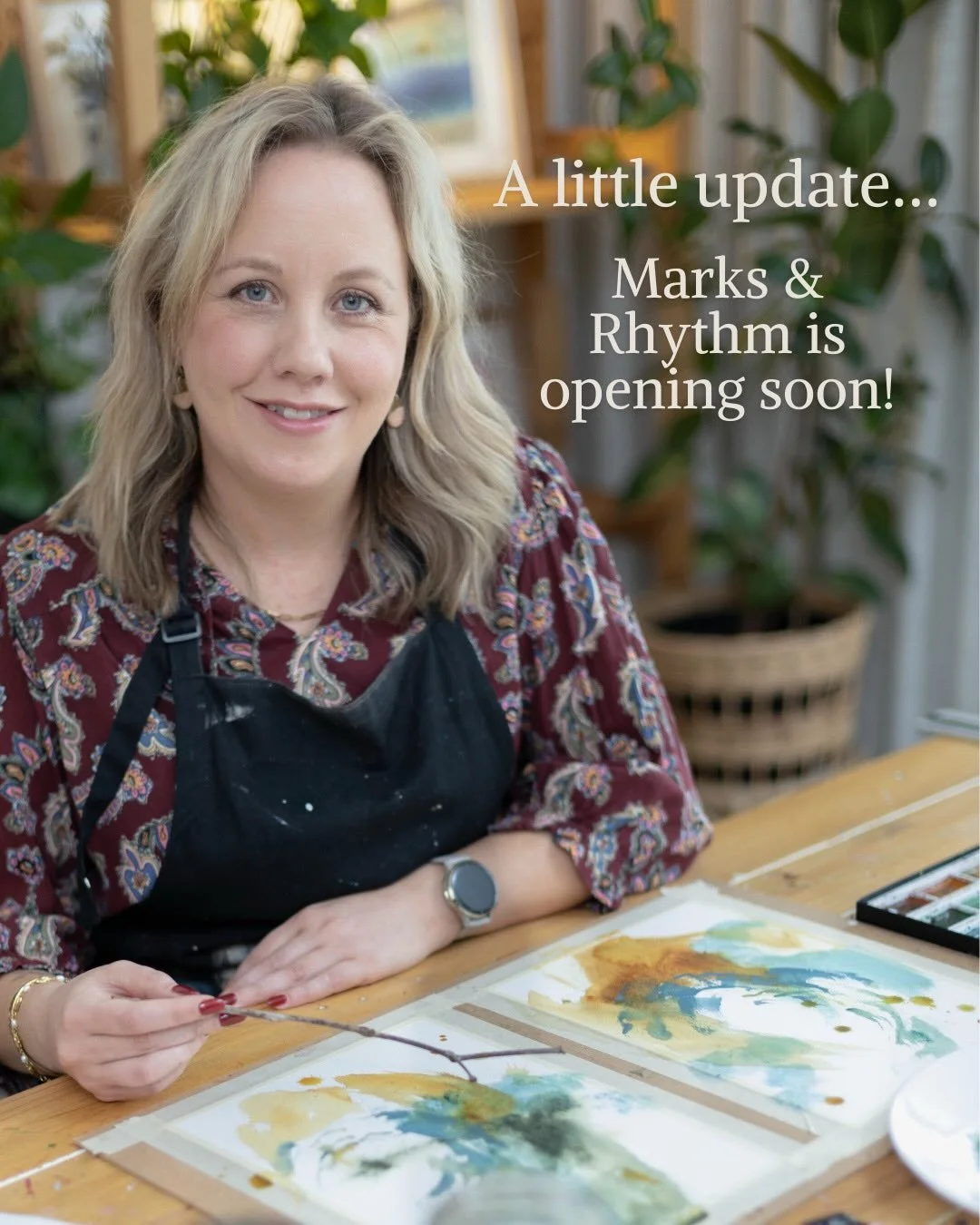 Marks &amp; Rhythm is opening soon 🤎

Registration opens Tuesday 24 March
Class begins Tuesday 31 March

More details coming next week.

#marksandrhythm #onlineartcourse #markmakingart #abstractwatercolor #mixedmediaart