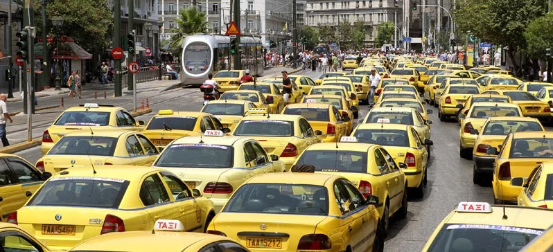 A sea of cabs - Greece