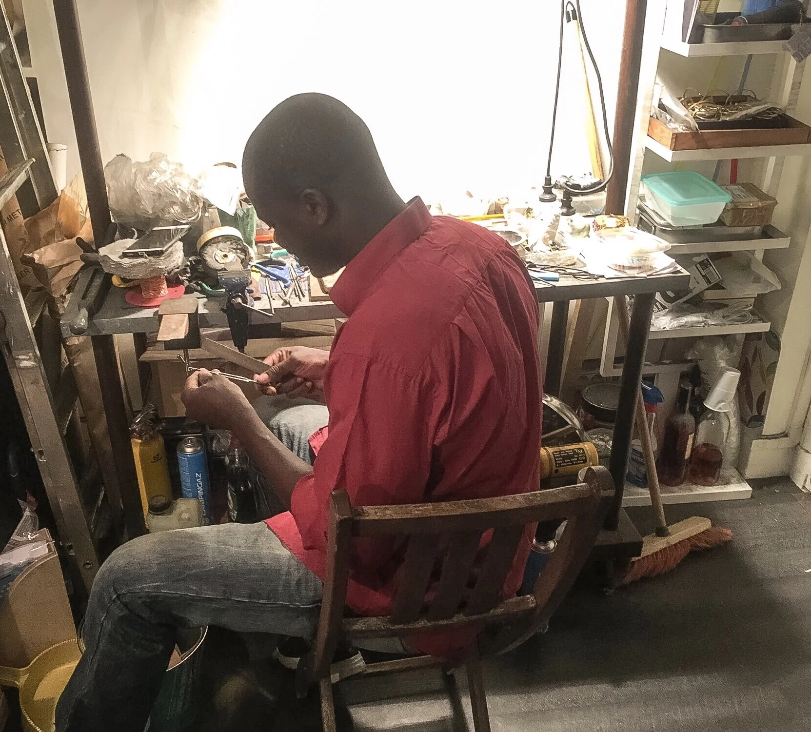 Dioumadié working on some pieces of the Cosmos range