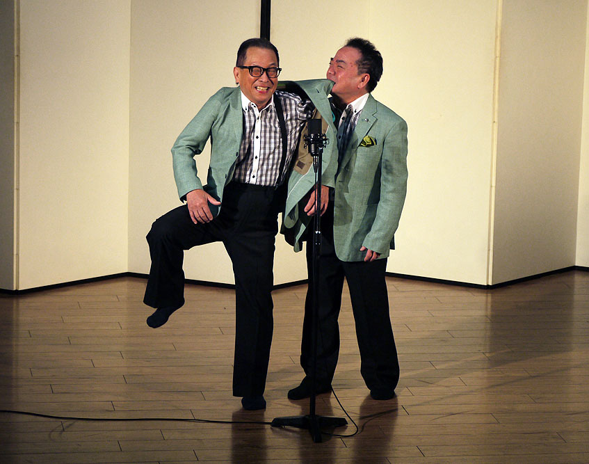 Manzai duo Harukaze Kota Fukuta at Toyokan in Asakusa, Tokyo.