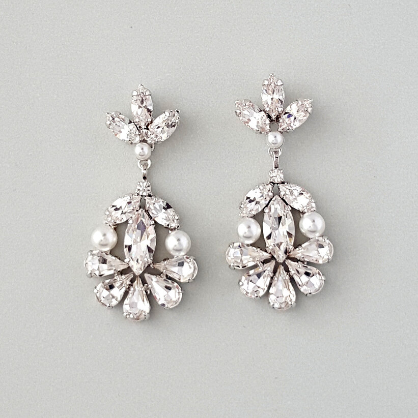 White Chandelier Earrings -