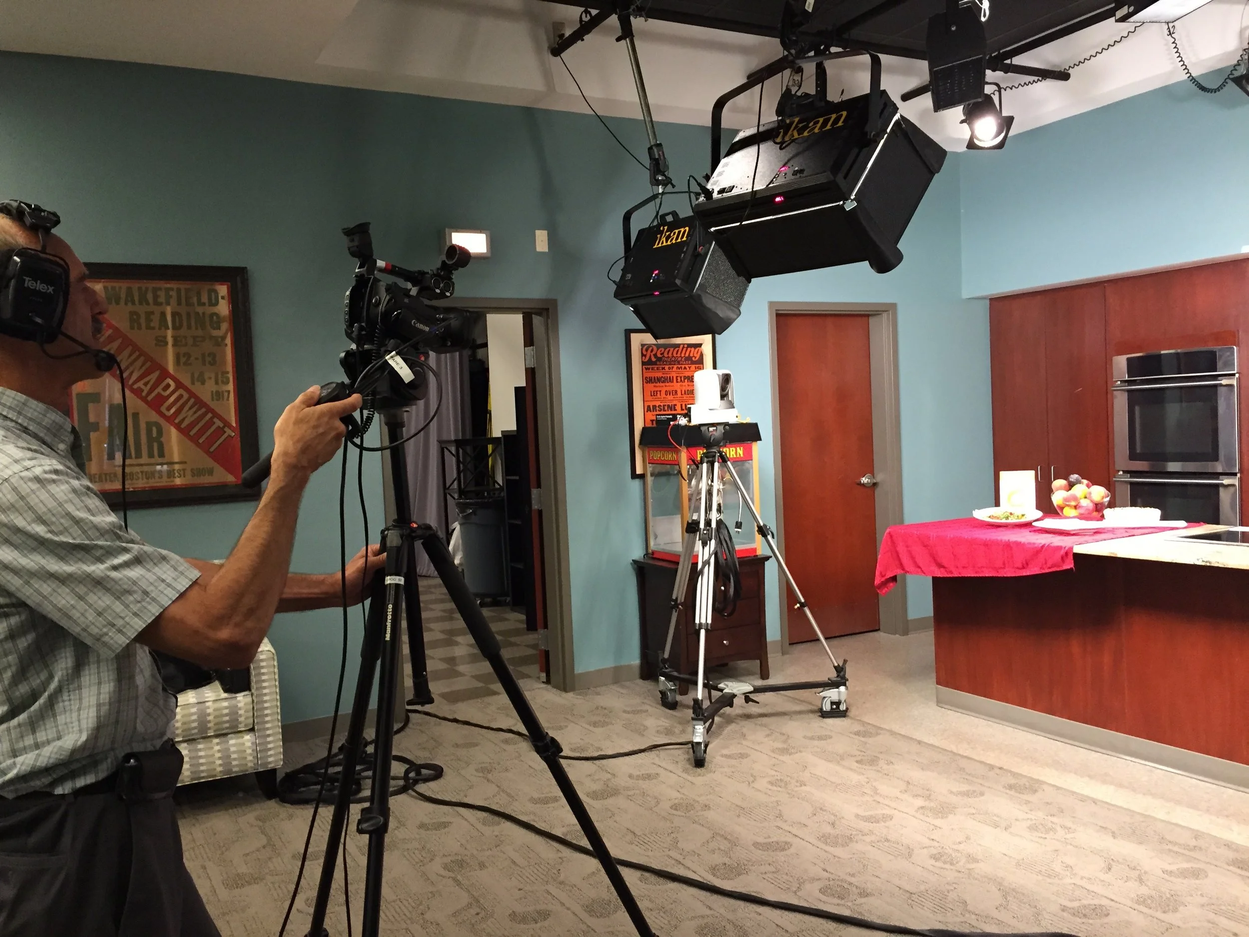 This is John the camera man doing last minute taping. The other tech are in the control room doing their magic to make everything look great! What a great team!