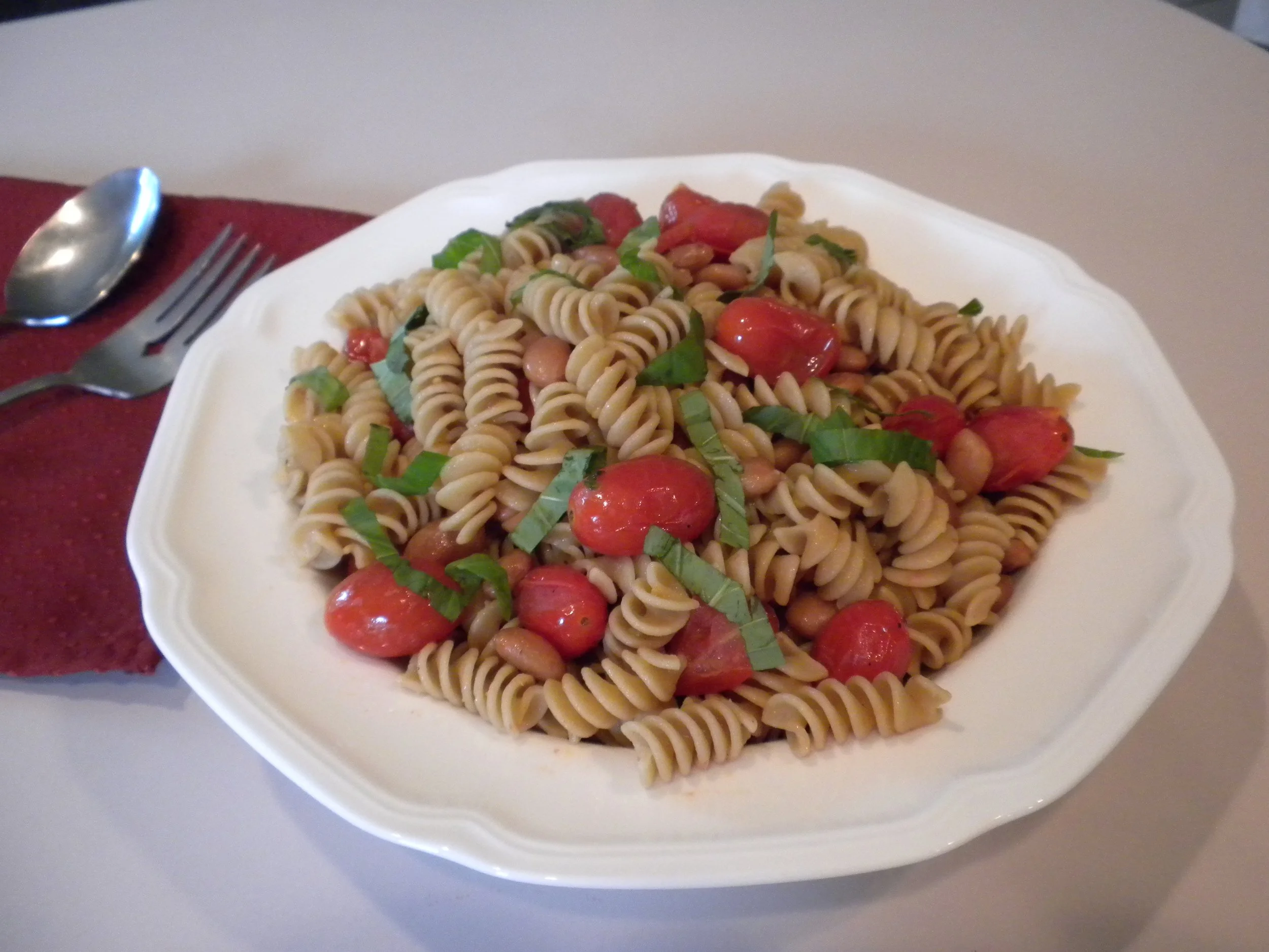 Pasta and Beans an example of a healthier protein choice!