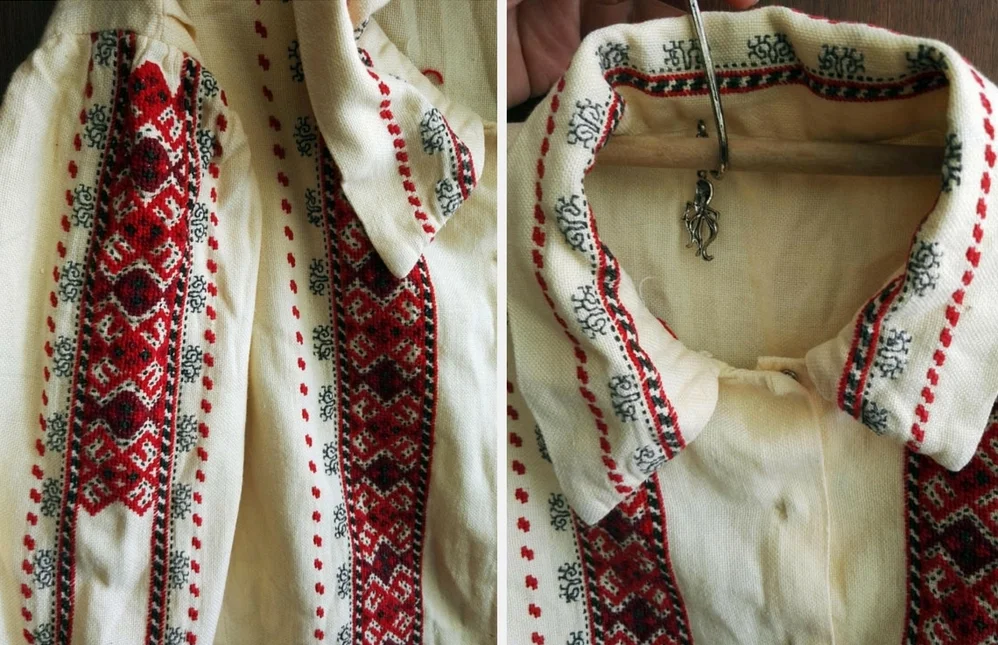 Handmade vintage Bulgarian embroidered shirt from Made In Bulgaria