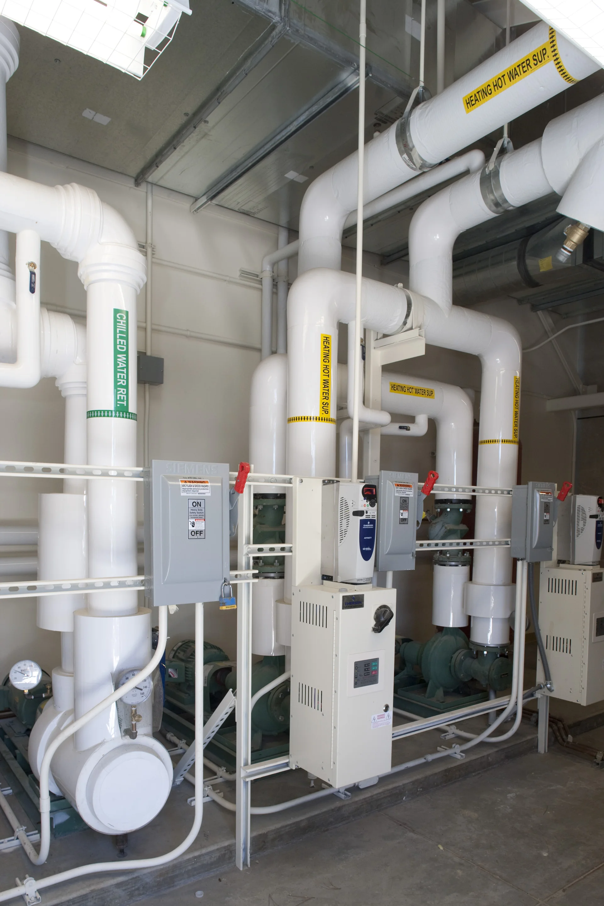 Chilled water and hot water piping and systems