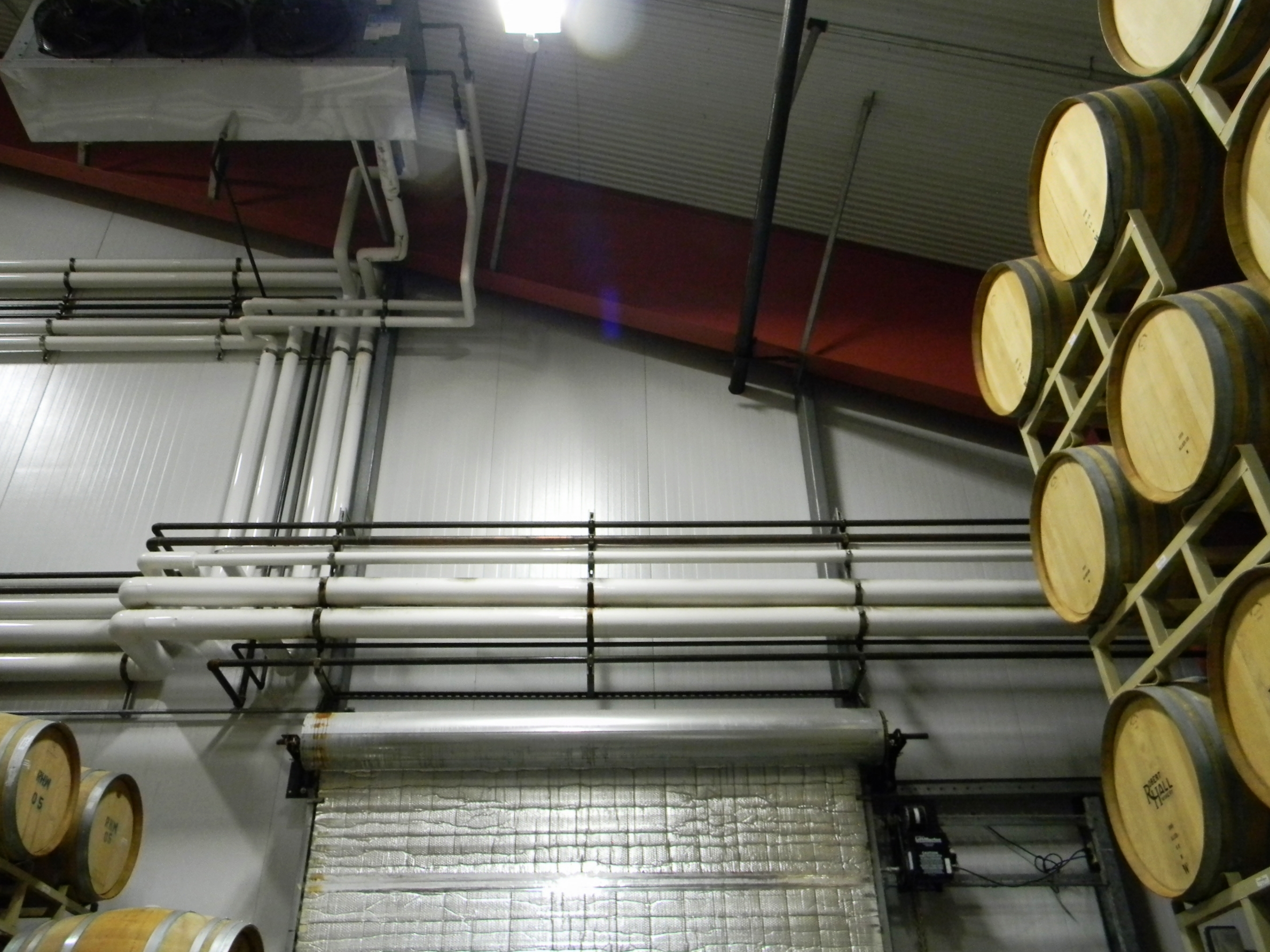 Piping completed in the barrel room
