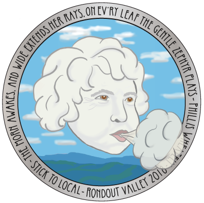 Collect all the farm stickers and get this special silver-bordered zephyr sticker. this sticker features a zephyr--the west wind. Our zephyr is a tribute to local naturalist and environmental educator Ann Guenther, who for over 25 years has shared with us her knowledge of the flora, fauna and fungi around us and her concern with climate change and how we can fight it.