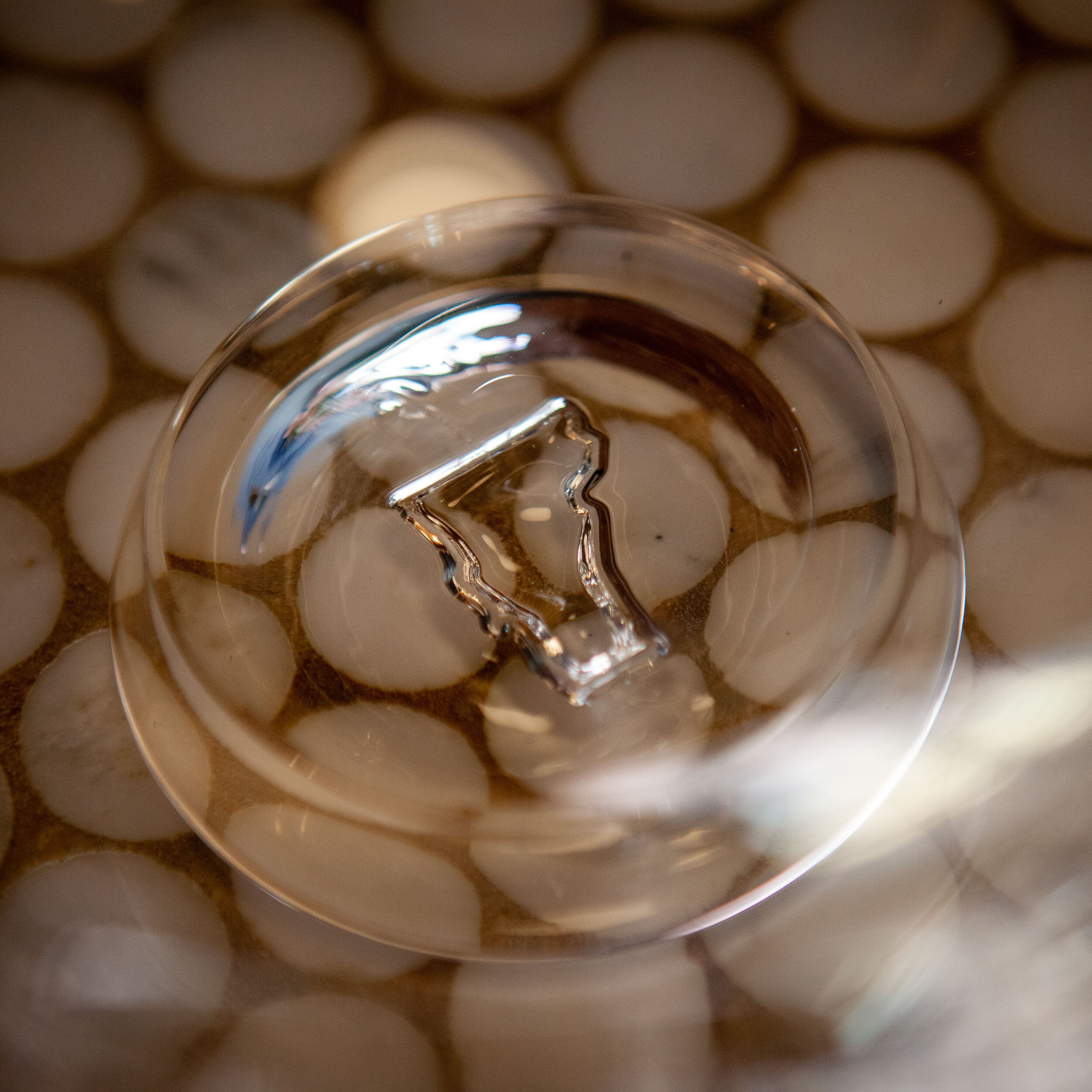 The Classic Bowl - Vermont made hand-blown glass bowl detail of Vermont stamp on base