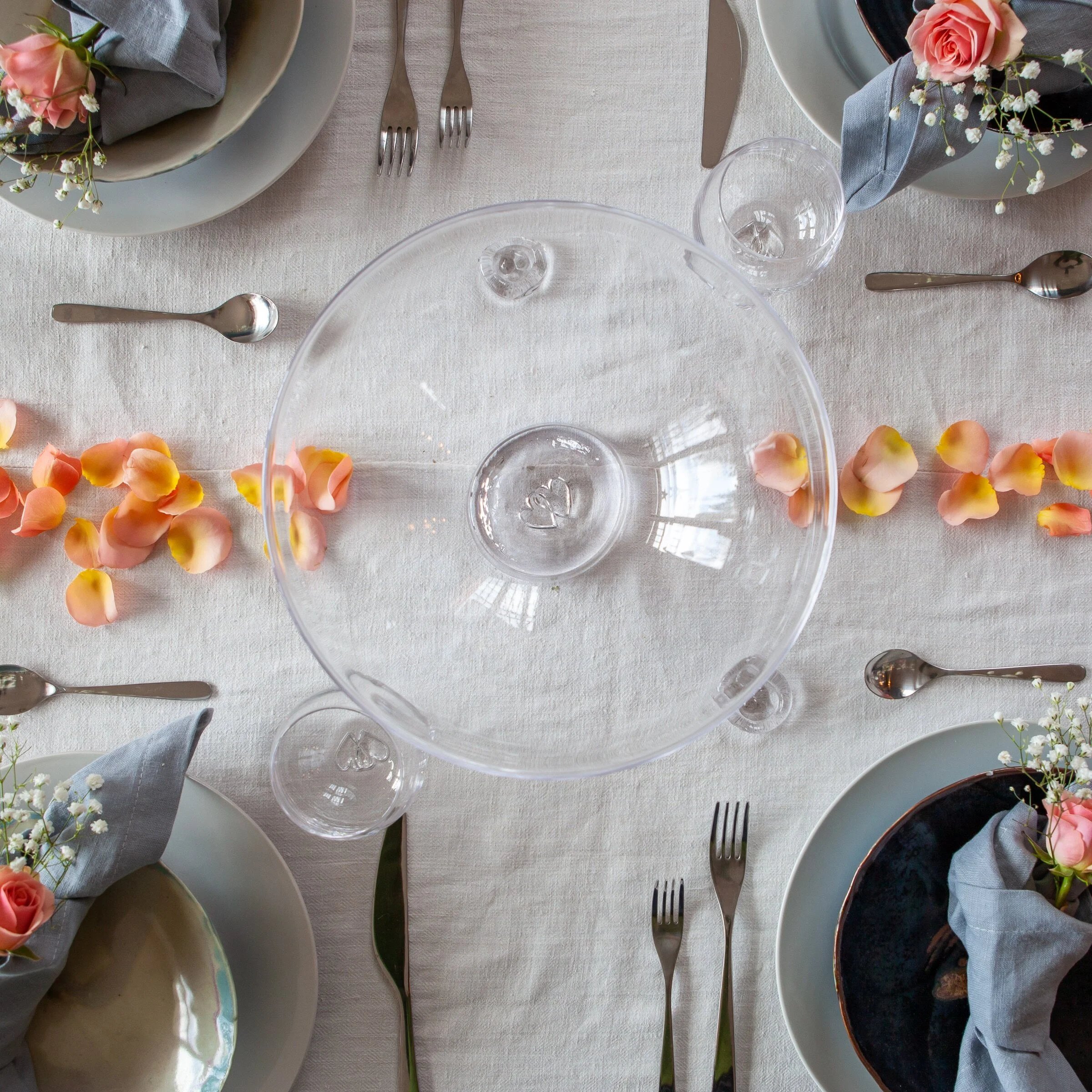 The Classic Bowl - Vermont made hand-blown glass bowl as part of an elegant place setting