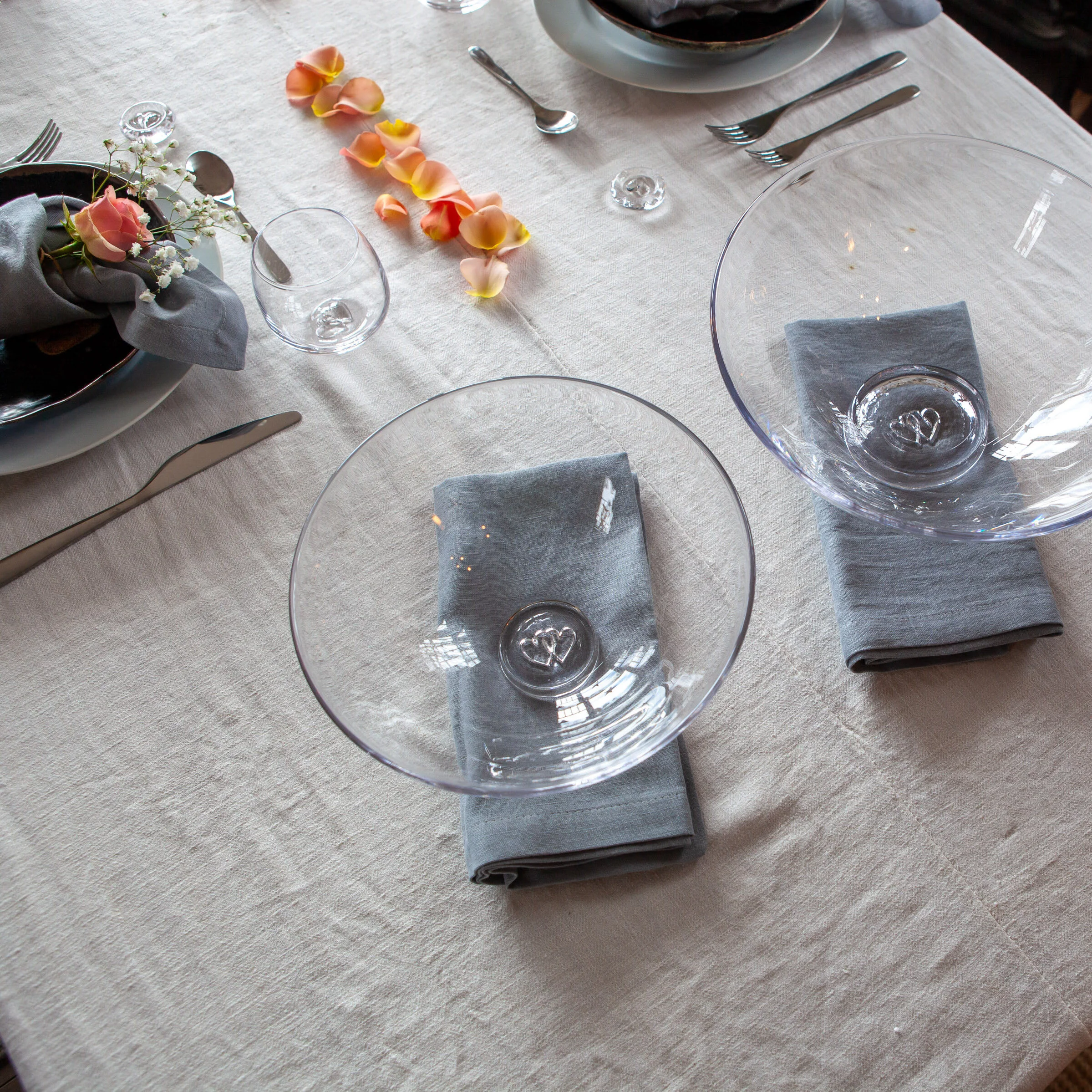 The Classic Bowl - Vermont made hand-blown glass bowl as part of an elegant place setting