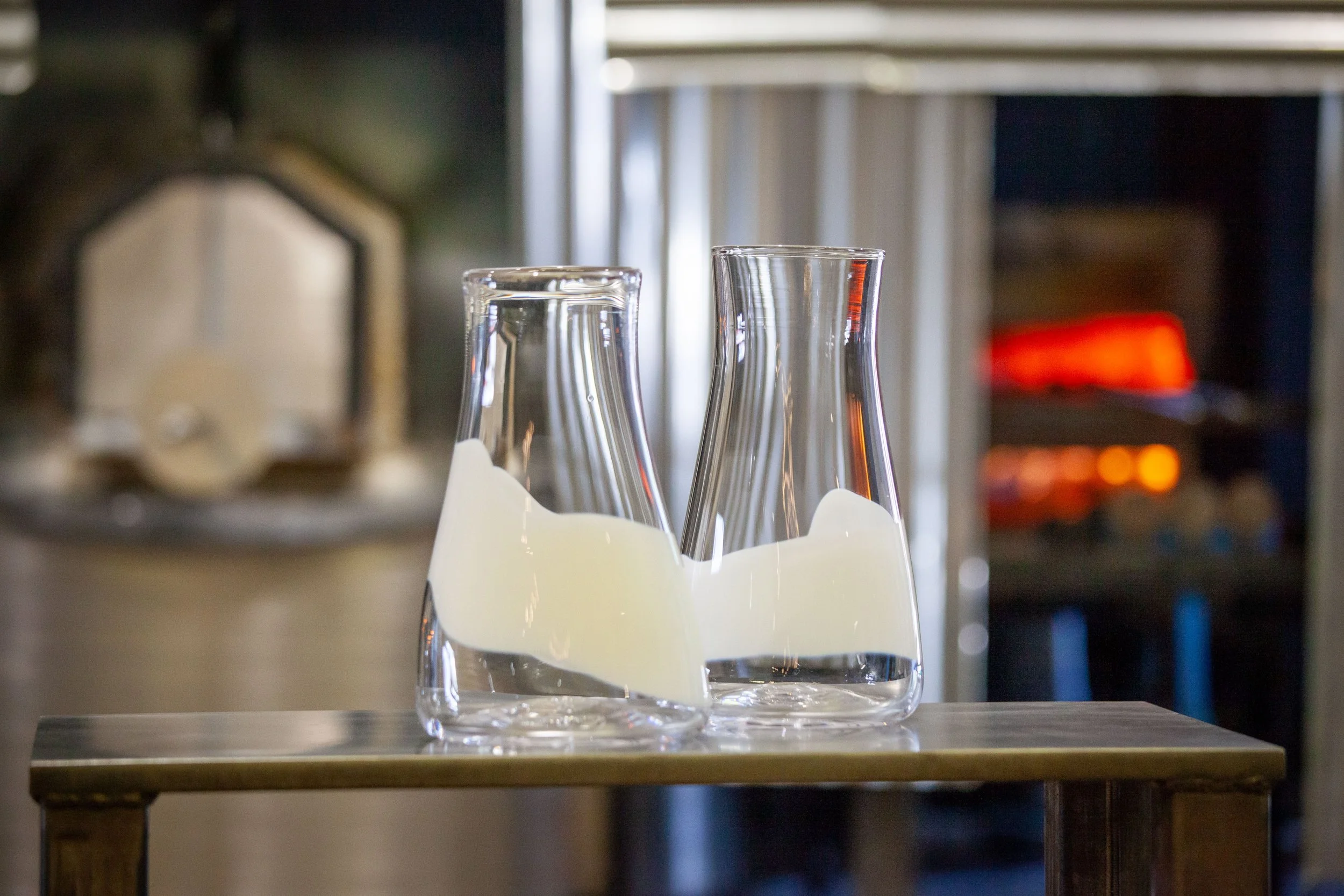 Paintbrush Vase - Modern Glassware, Barware and Gifts, Handcrafted in Vermont - in front of glass furnace