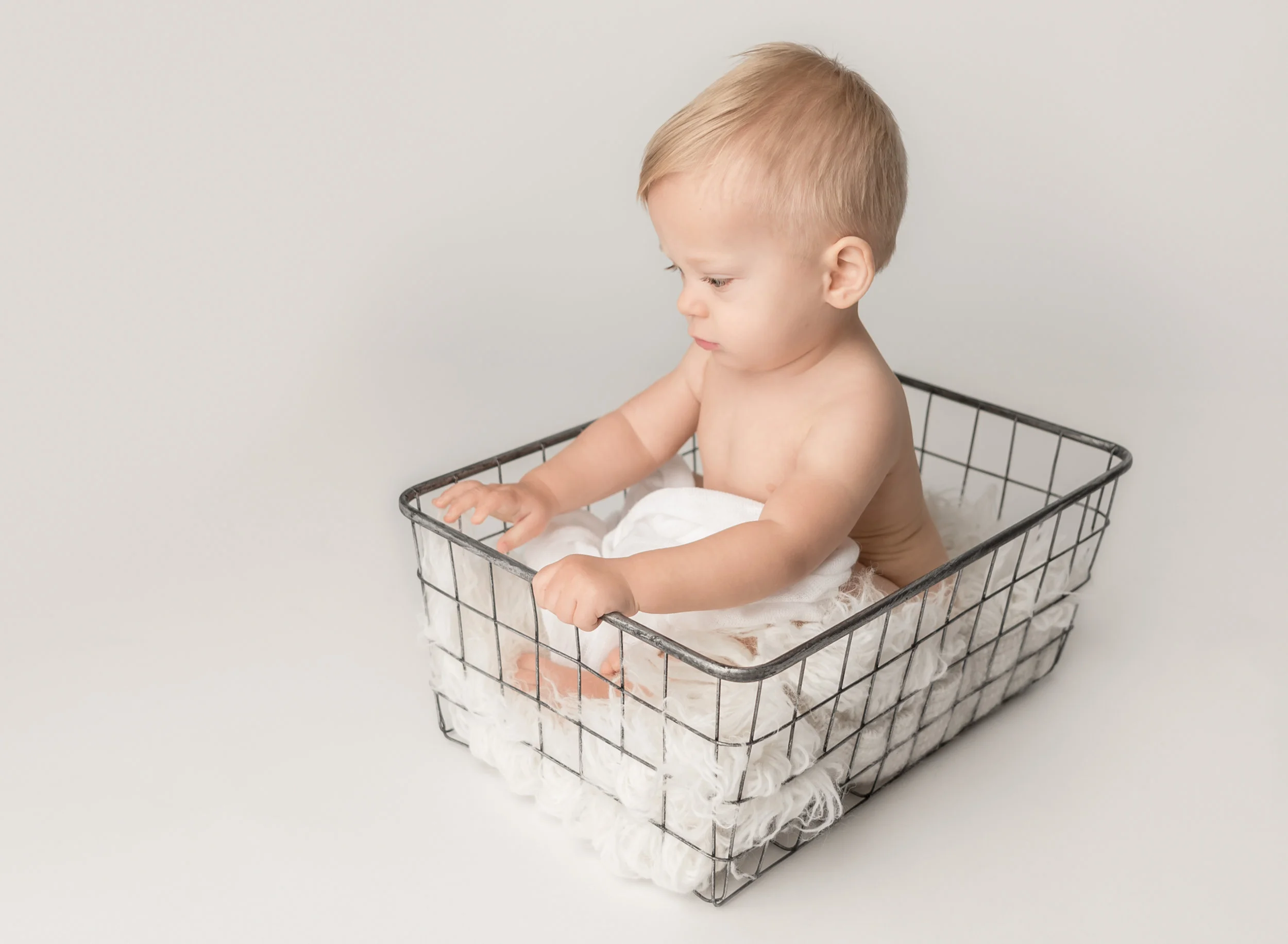 One Year Old in a Basket