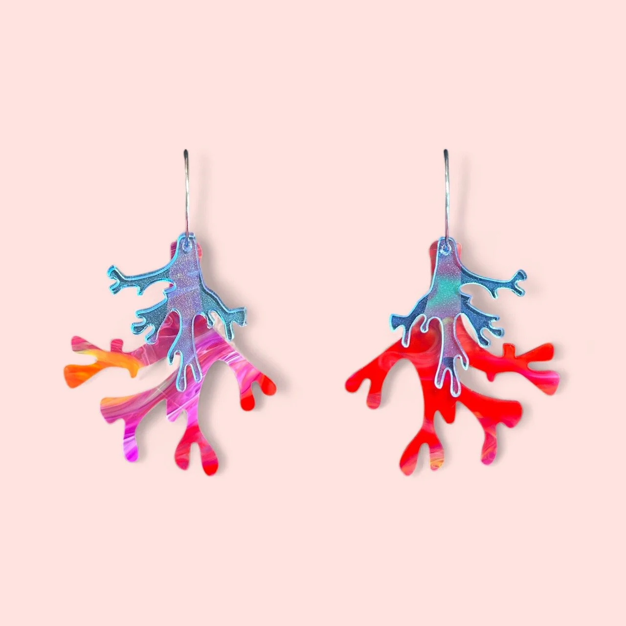 LARGE DOUBLE CORAL HOOPS (style 2) (F)