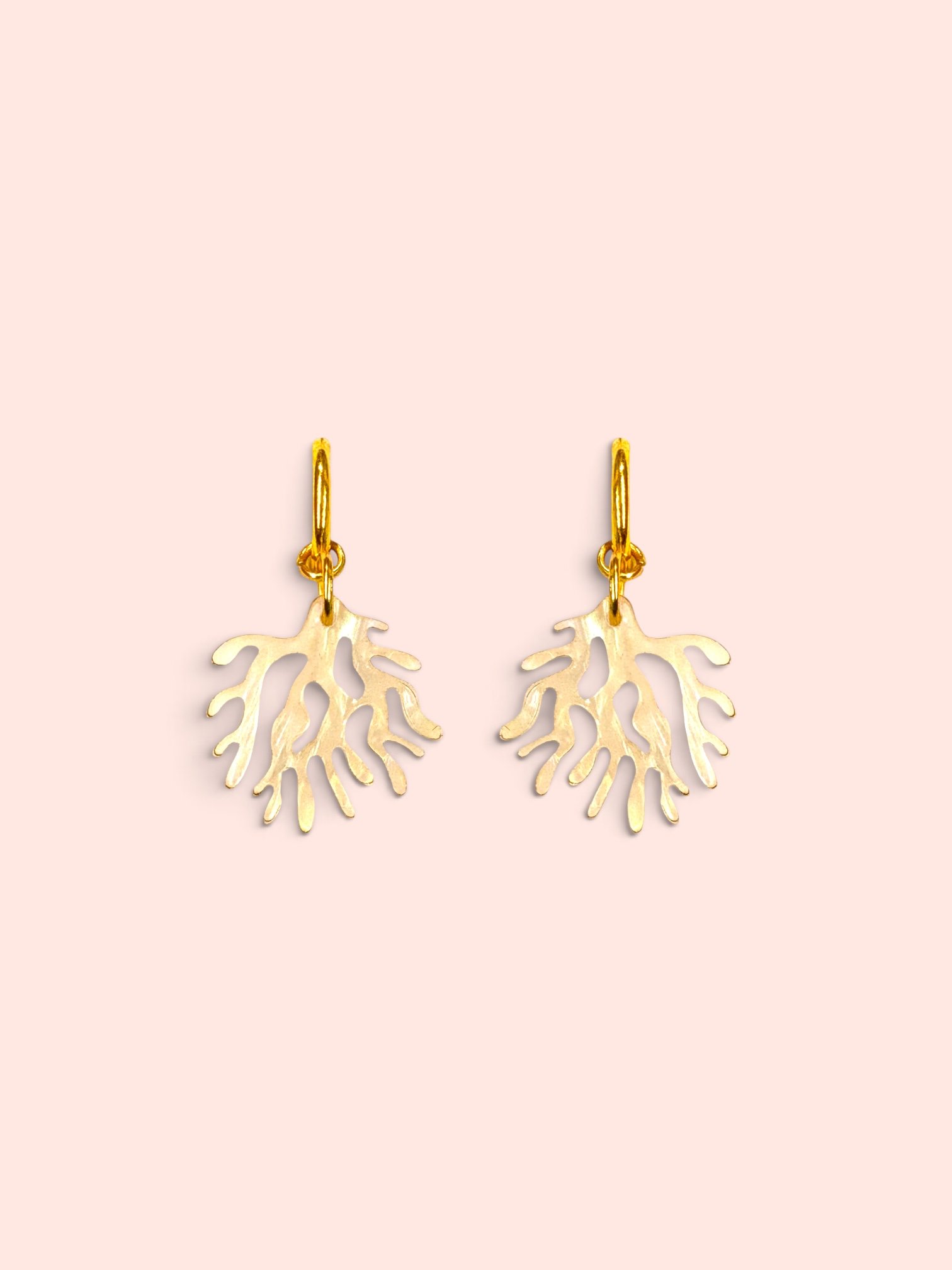 MINI PEARL IRIDESCENT CORAL HOOPS