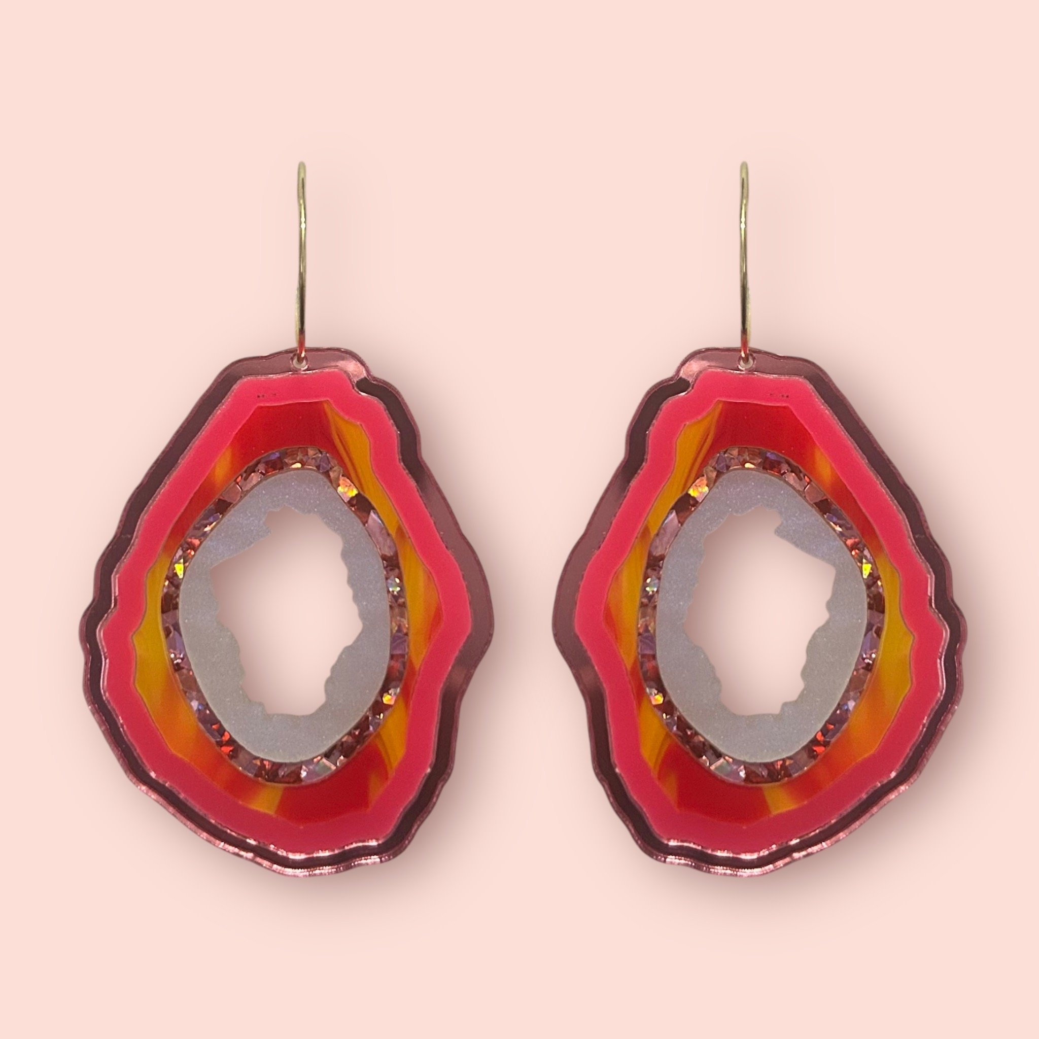 LARGE GEODE HOOPS (ONE OFF PAIR)