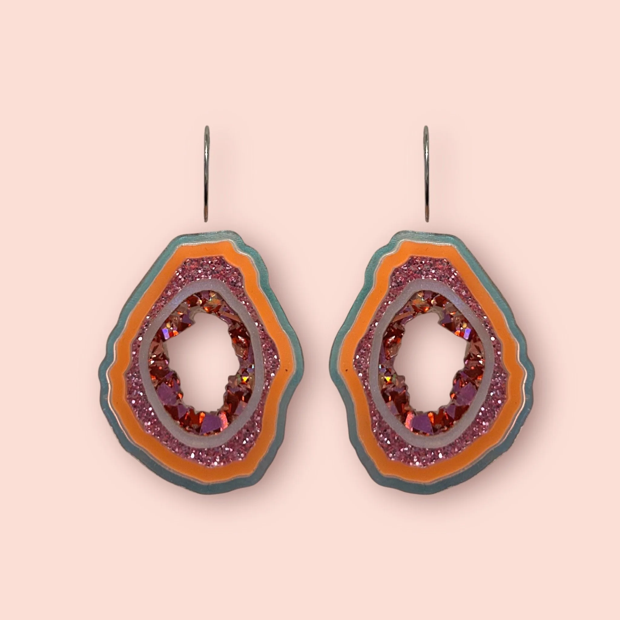 MEDIUM GEODE HOOPS (ONE OFF PAIR) (A)