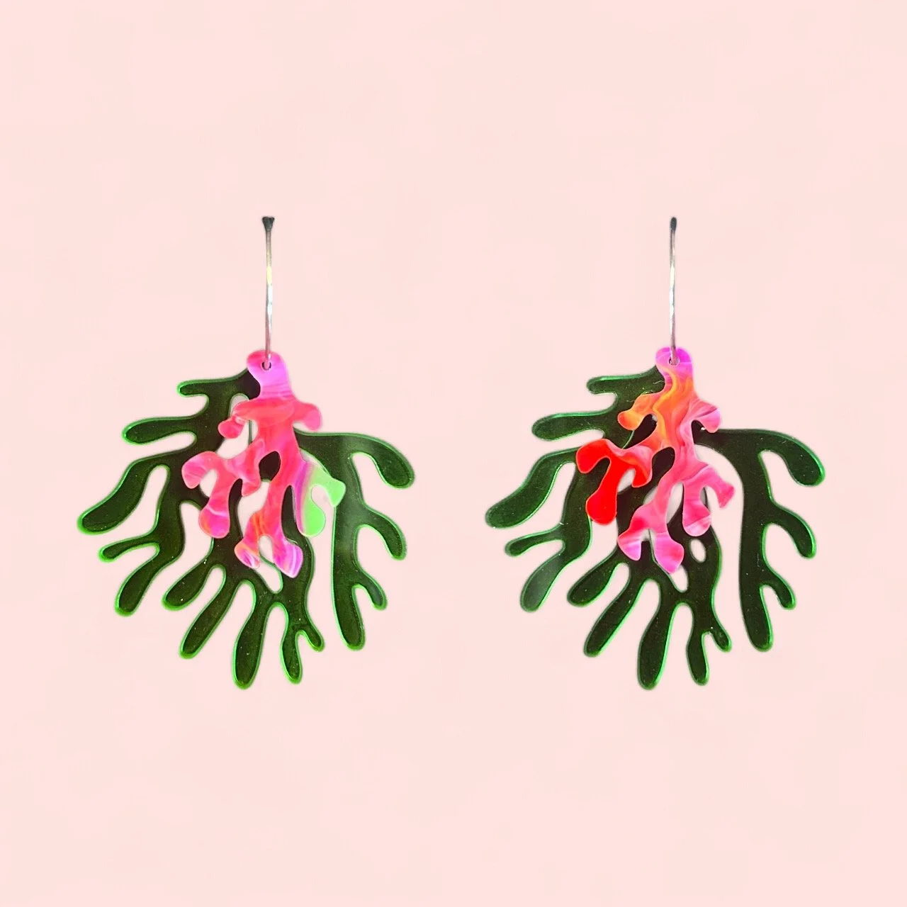 LARGE DOUBLE CORAL HOOPS (J)