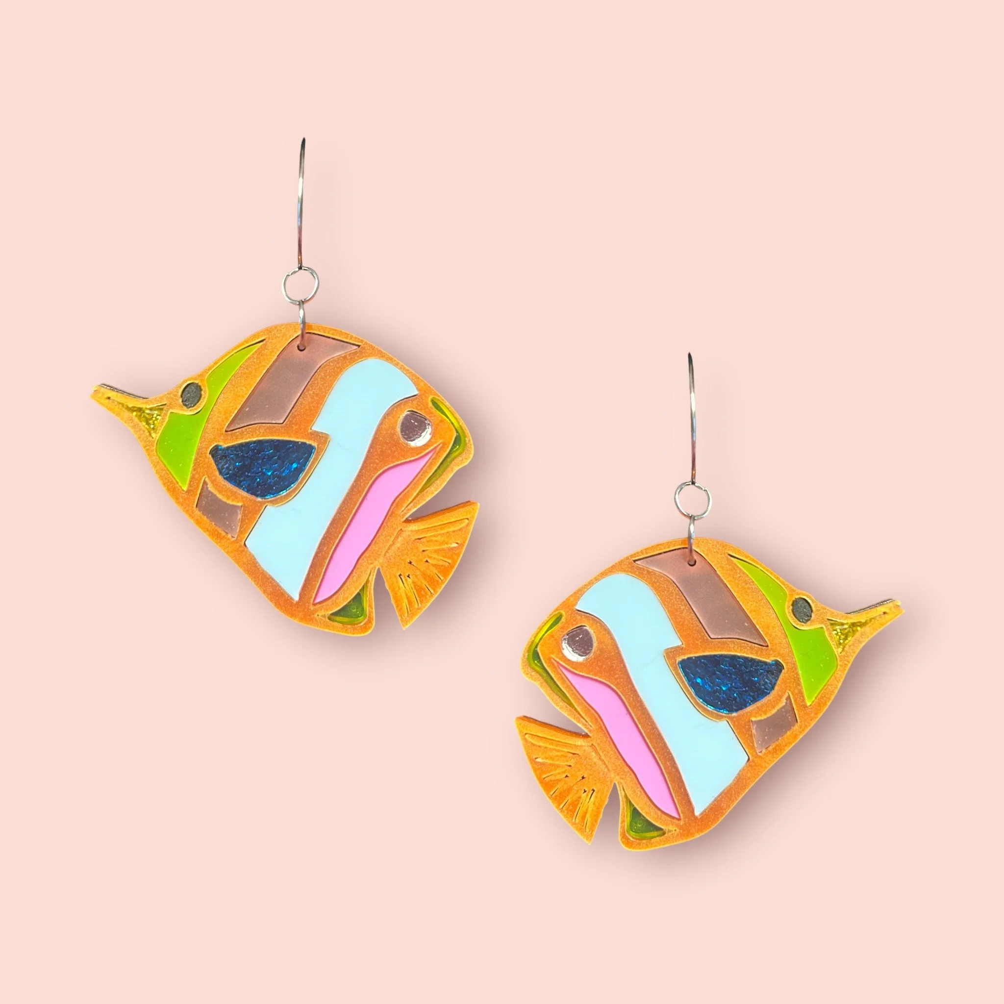 LARGE MULTI COLOUR TROPICAL FISH HOOPS (F) ONE OFF PAIR