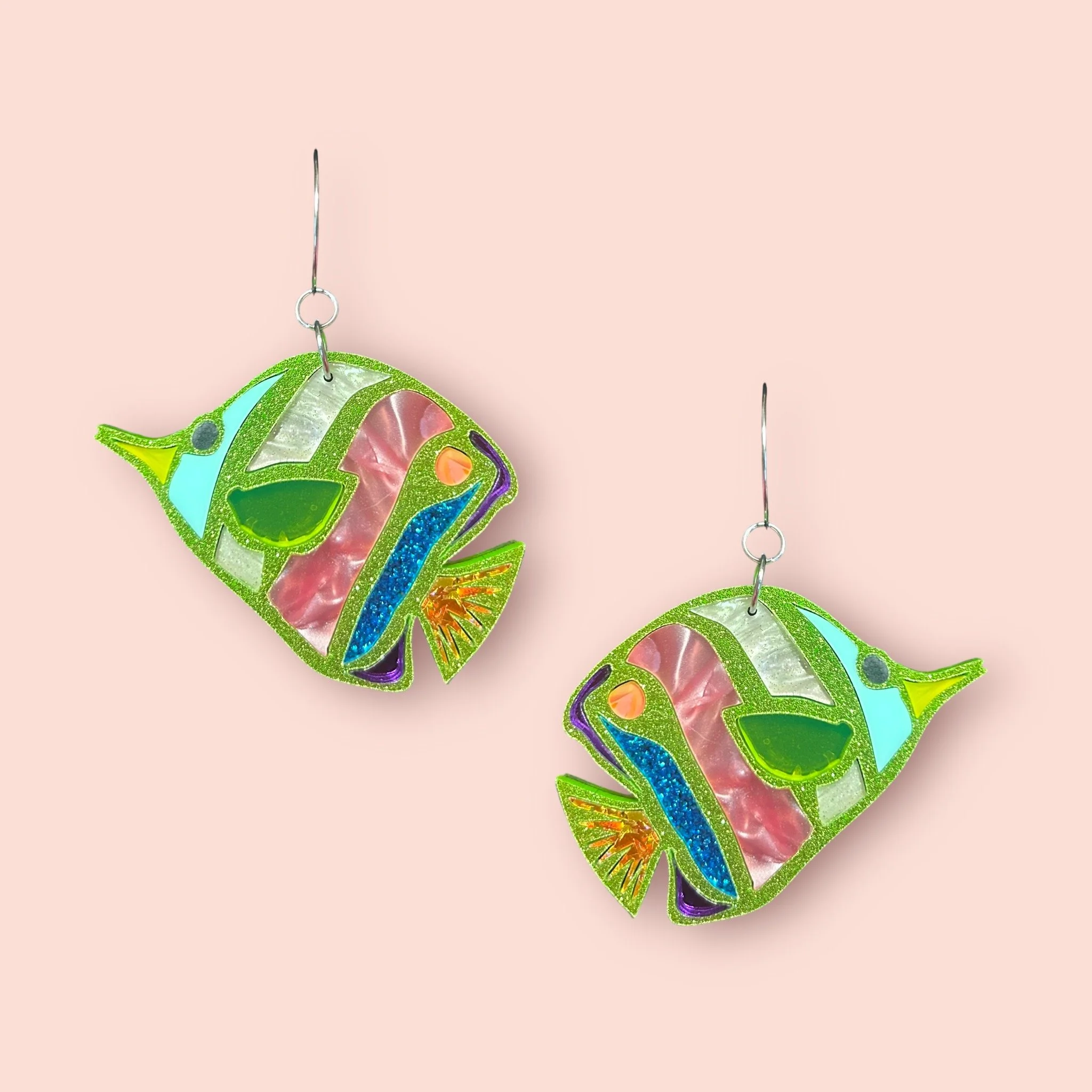 LARGE MULTI COLOUR TROPICAL FISH HOOPS (D) ONE OFF PAIR