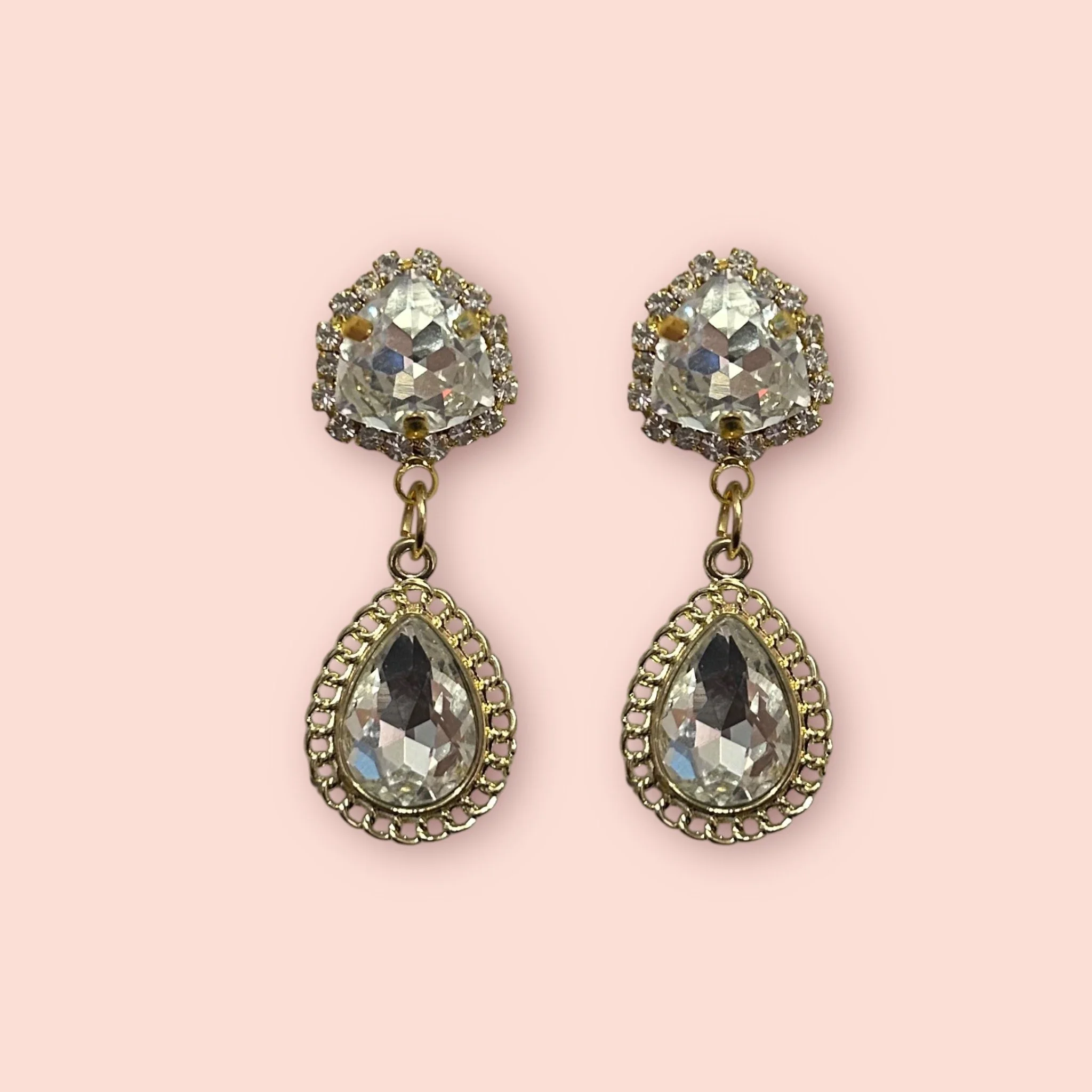 GOLD MEGA GEM STUD GEM CHAIN DROPLETS