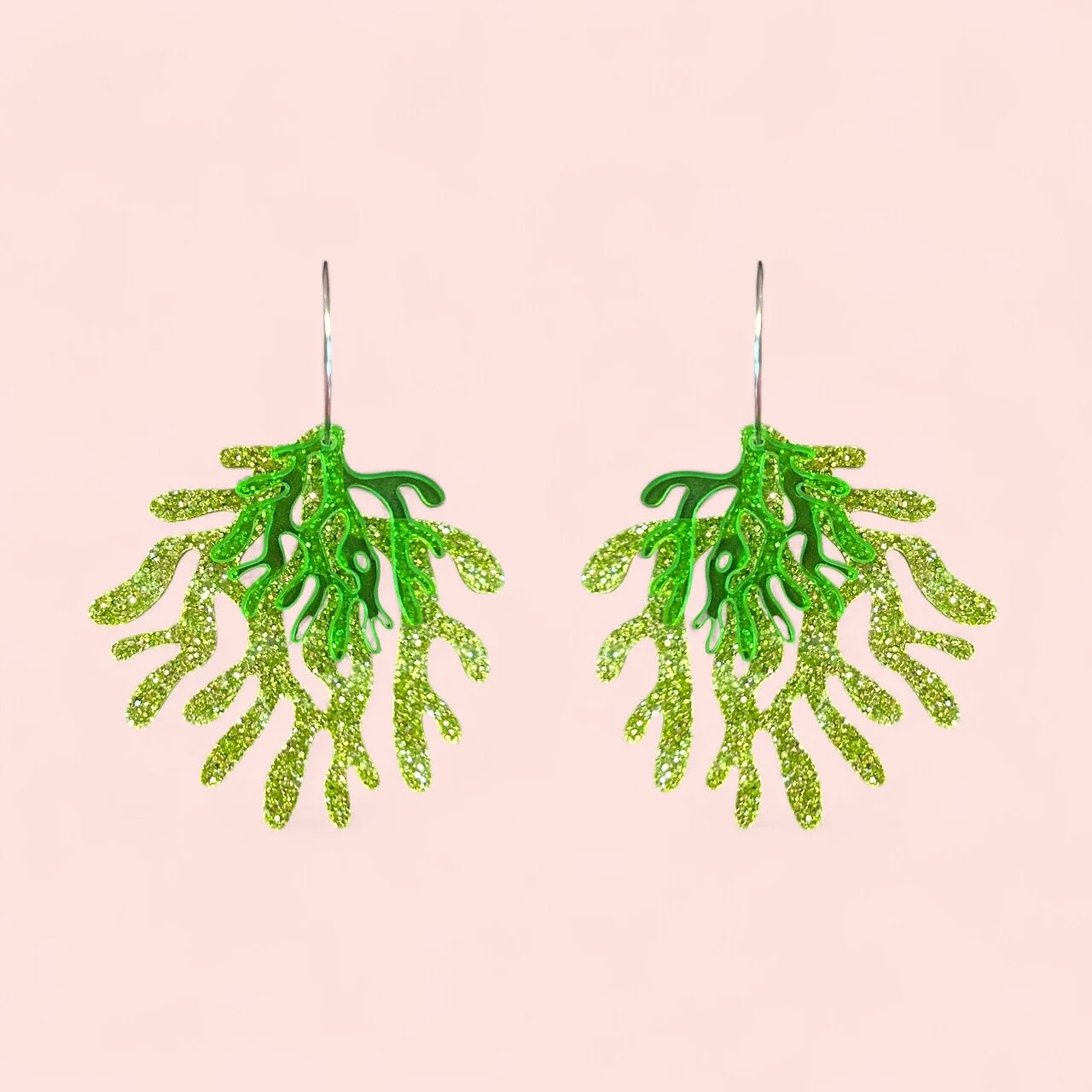 LARGE DOUBLE CORAL HOOPS (E)