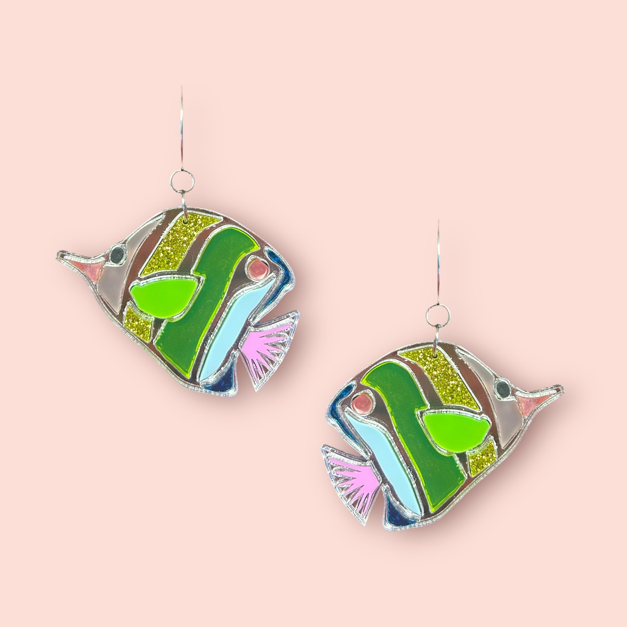 LARGE MULTI COLOUR TROPICAL FISH HOOPS (B) ONE OFF PAIR