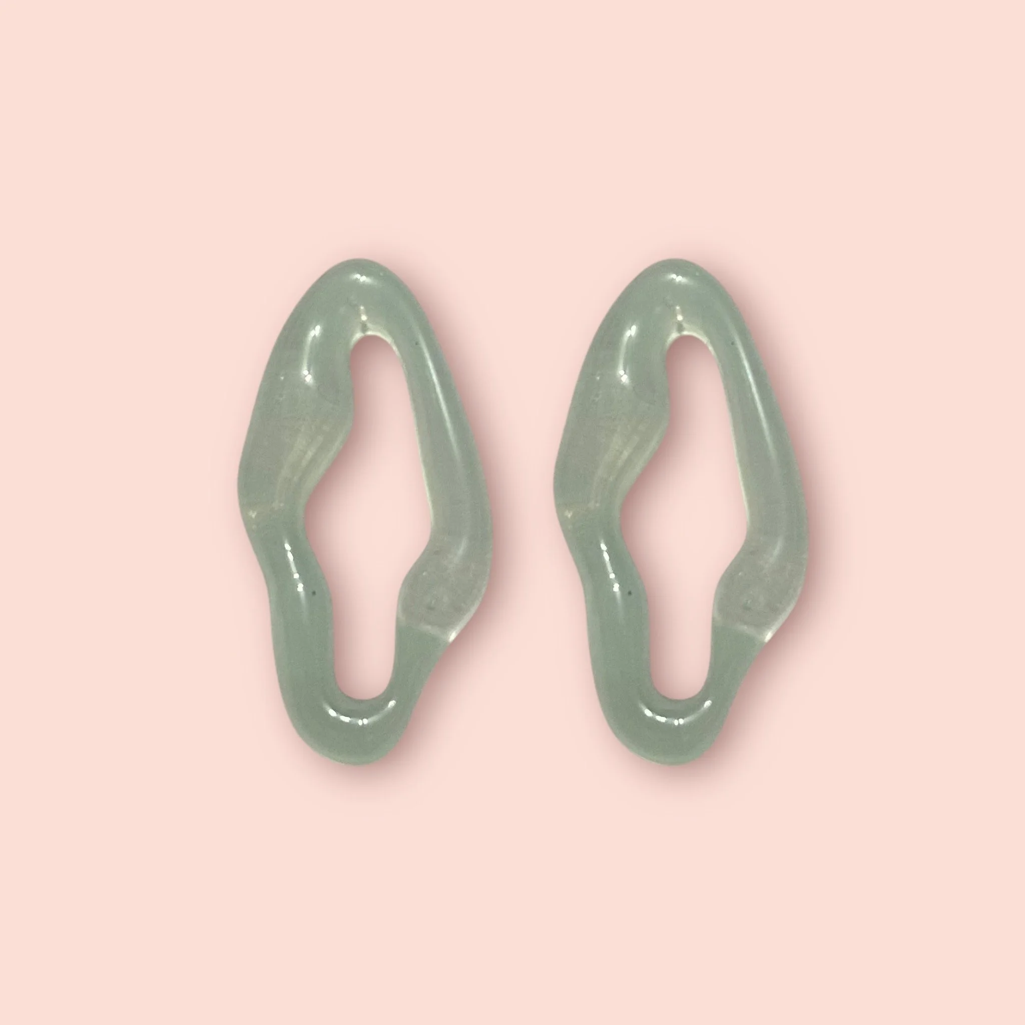 MINTY CLEAR WAVY BLOB STUDS