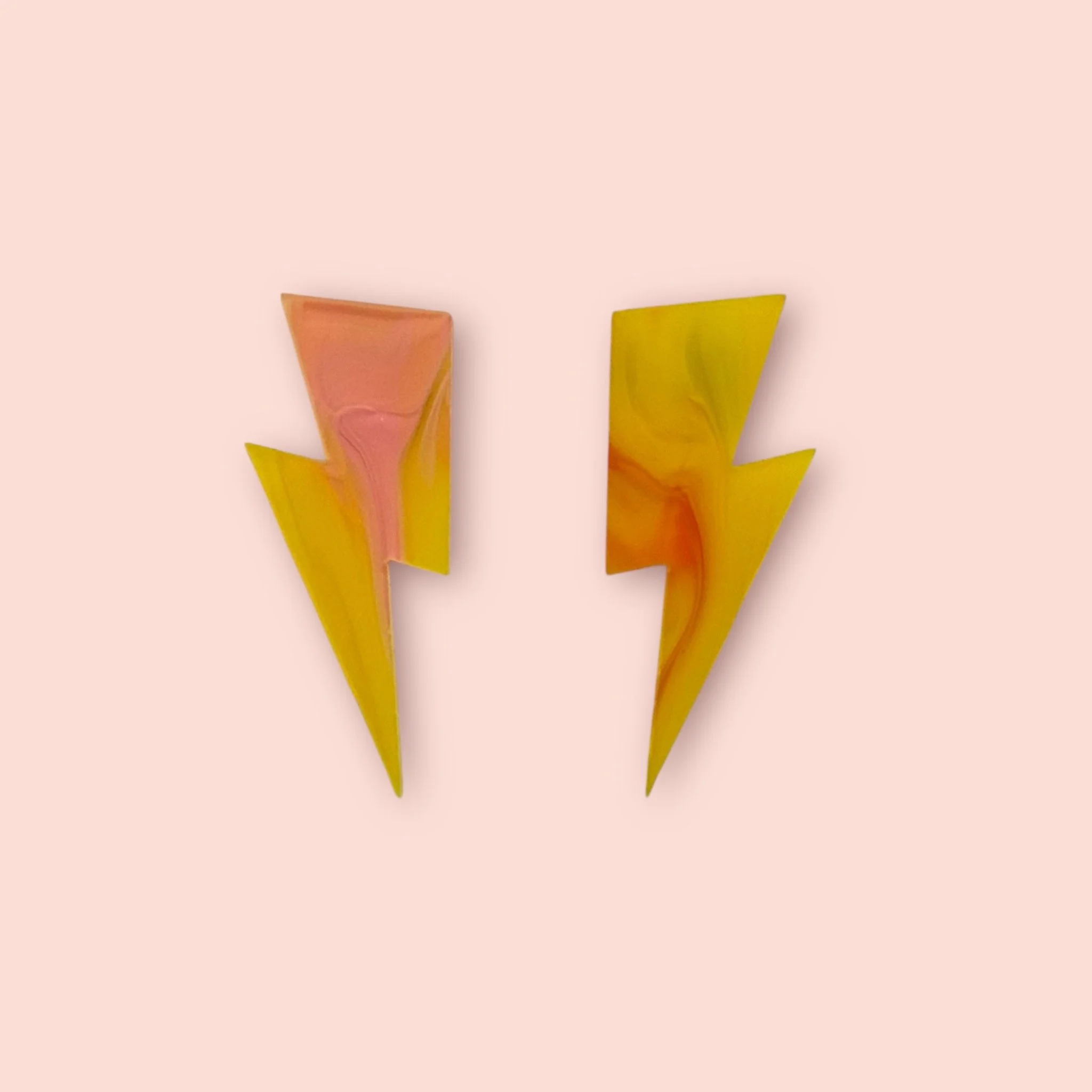 YELLOW/PINK MARBLE LIGHTNING BOLT STUDS