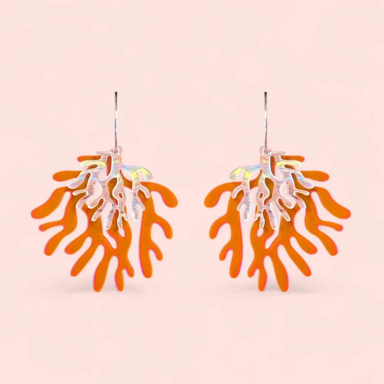 LARGE DOUBLE CORAL HOOPS (I)