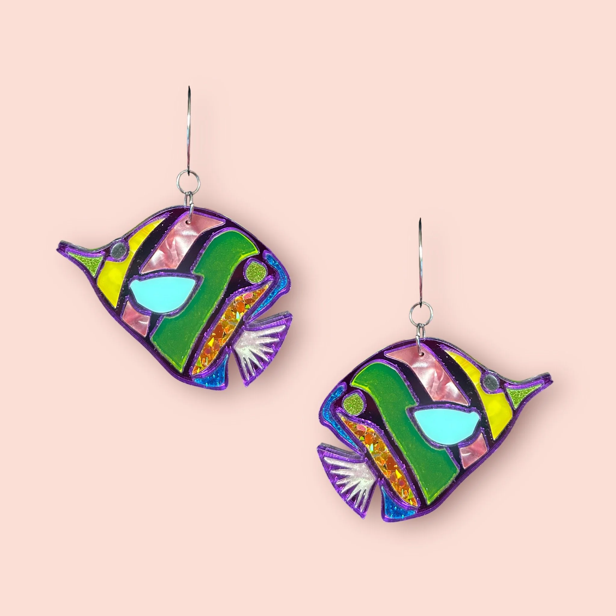LARGE MULTI COLOUR TROPICAL FISH HOOPS (J) ONE OFF PAIR