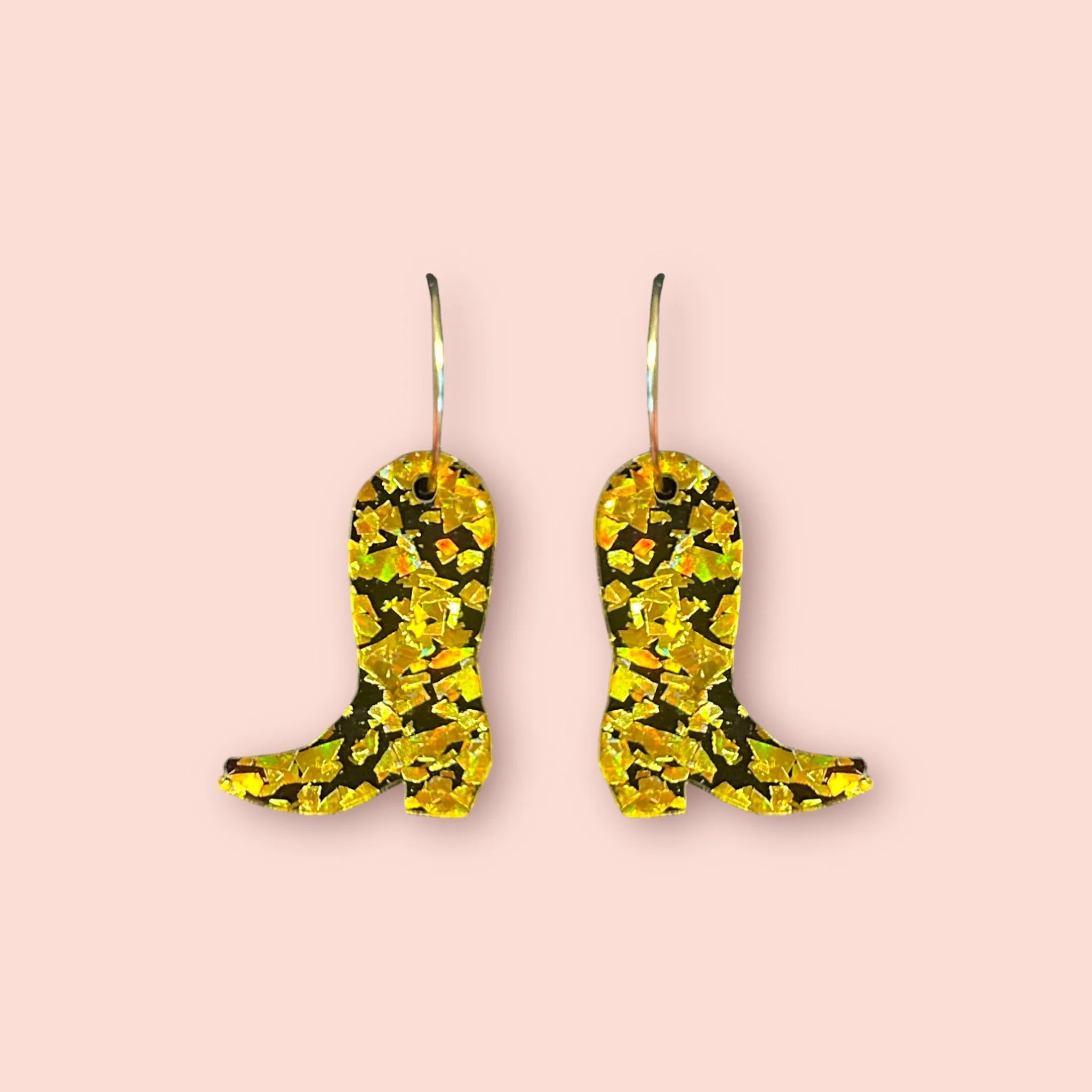 MEDIUM GOLD FLECK COWBOY BOOT HOOPS