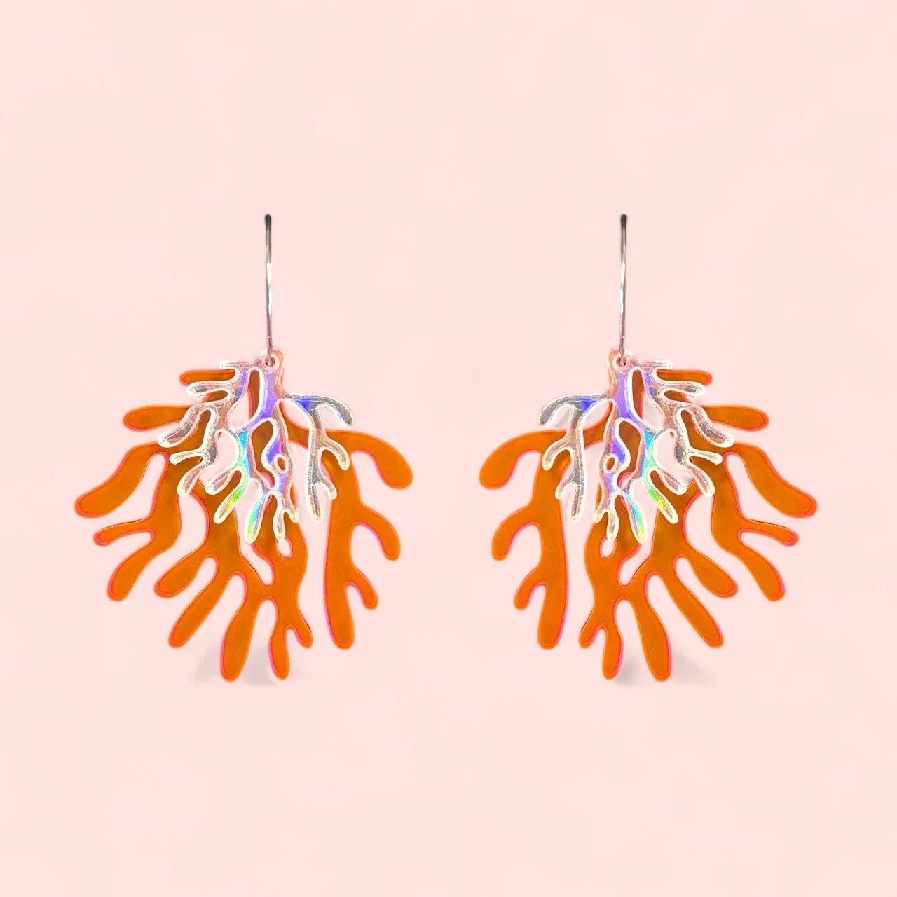 LARGE DOUBLE CORAL HOOPS (H)