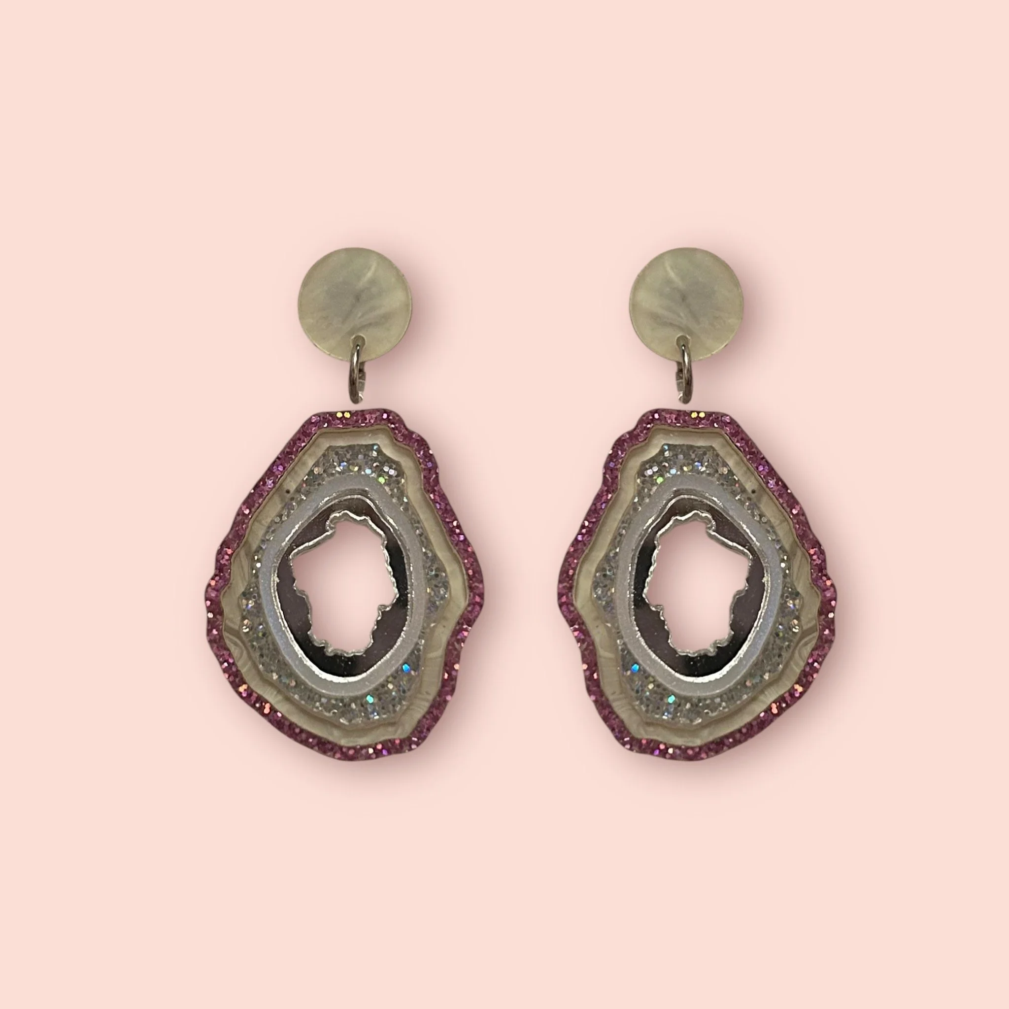 SMALL GEODE STUDS (ONE OFF PAIR) (B)