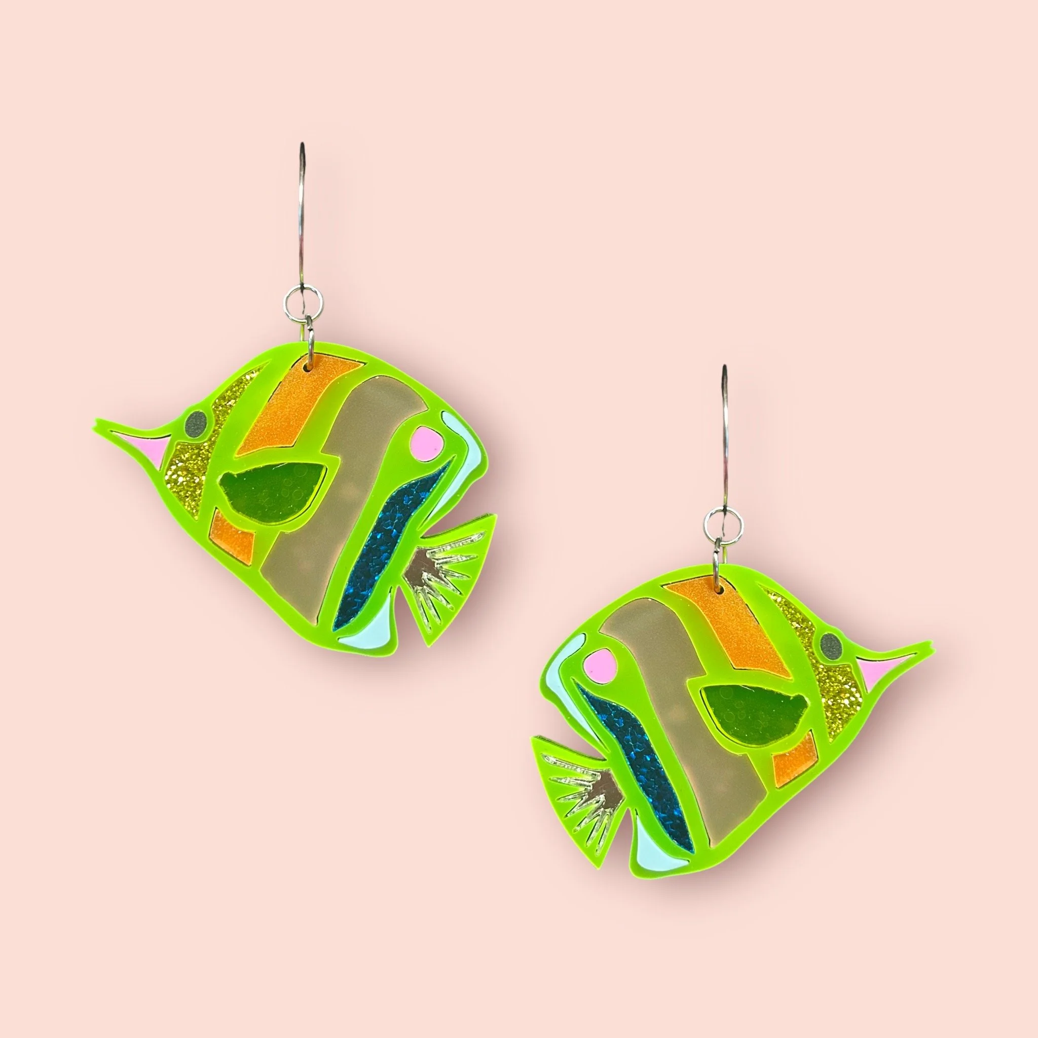 LARGE MULTI COLOUR TROPICAL FISH HOOPS (C) ONE OFF PAIR
