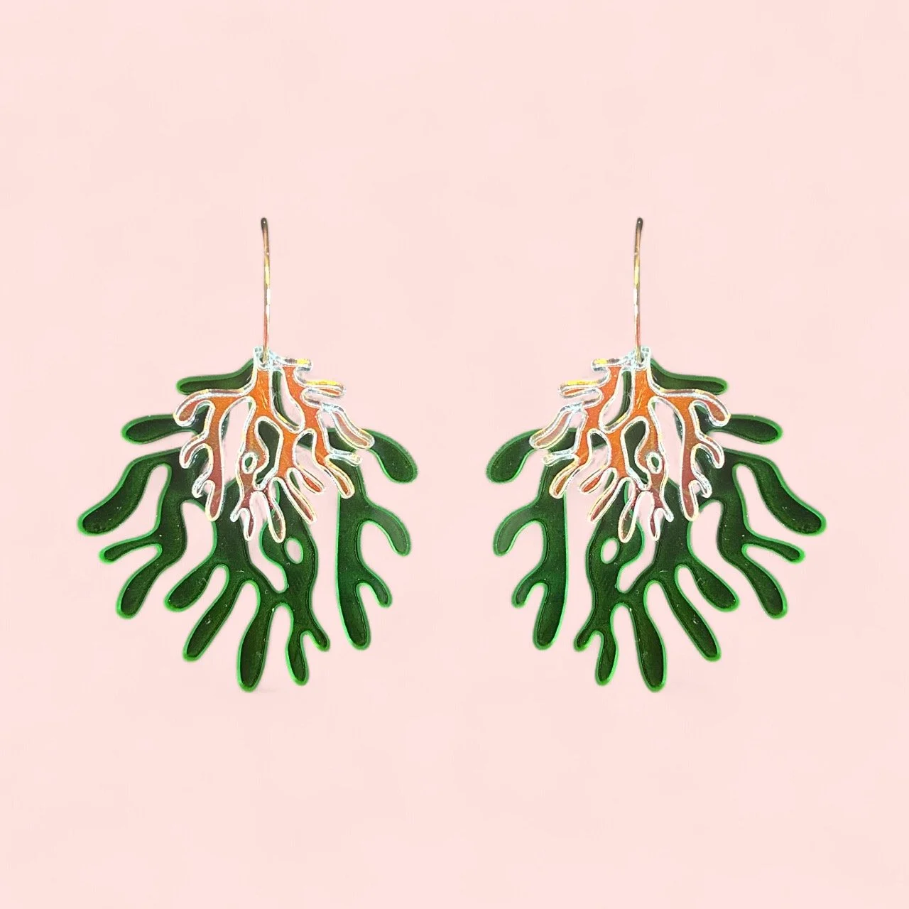 LARGE DOUBLE CORAL HOOPS (K)