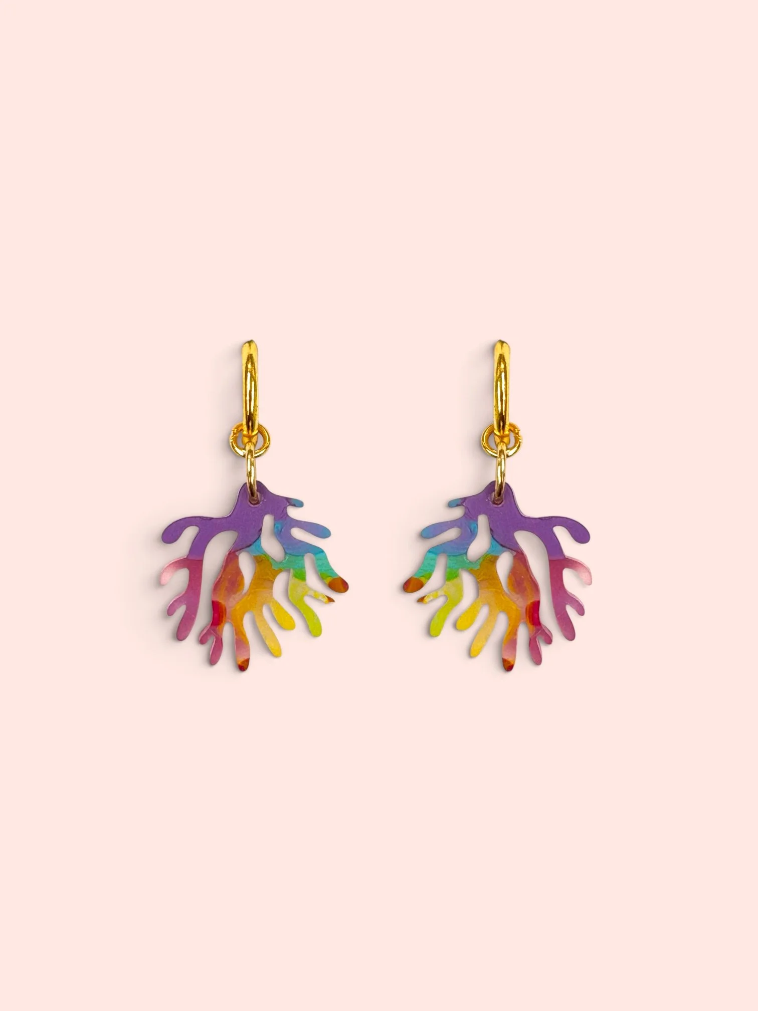 MINI MULTI MARBLE CORAL HOOPS