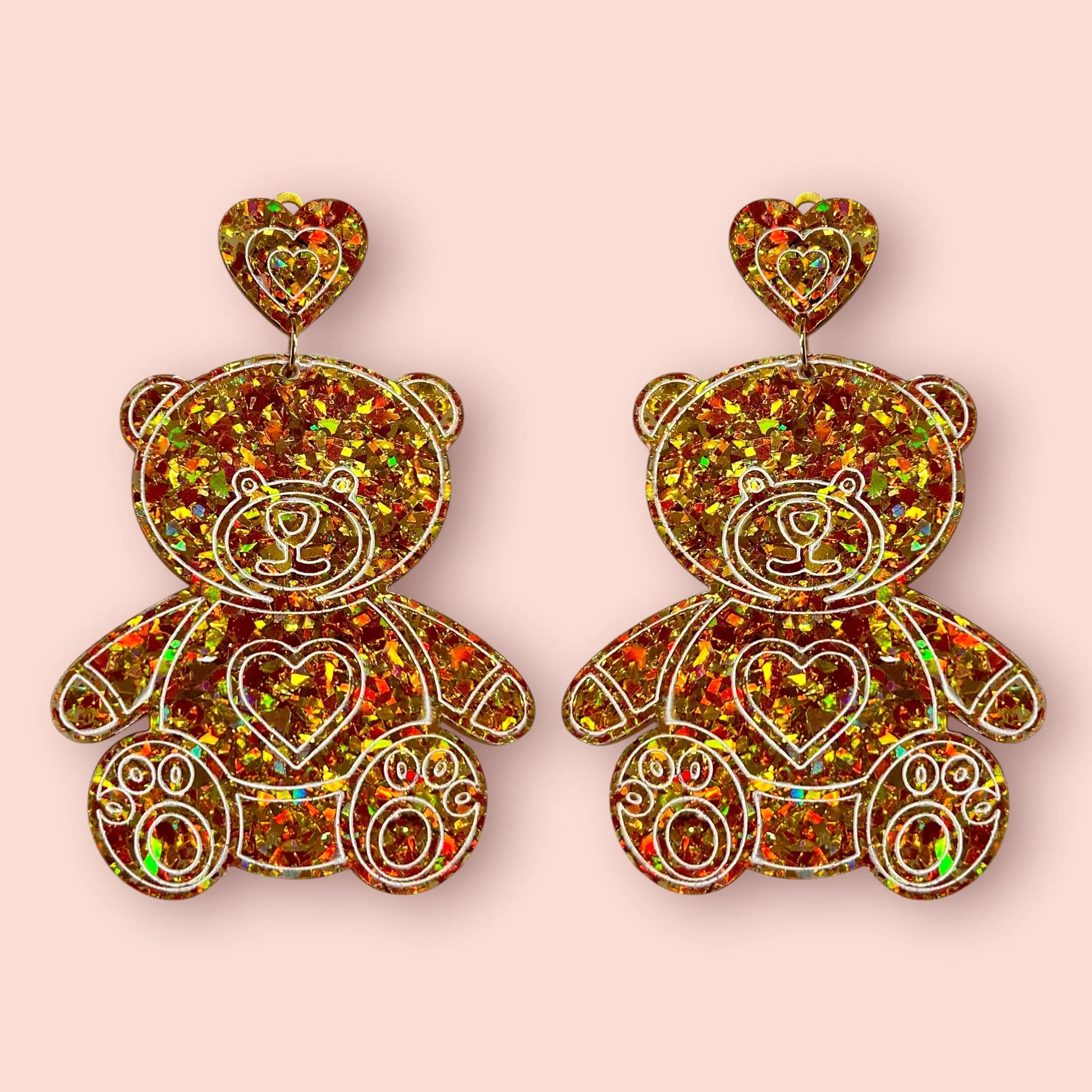 XL GOLD HOLO TEDDY BEAR DANGLERS