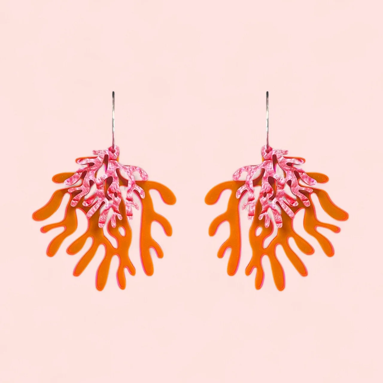 LARGE DOUBLE CORAL HOOPS (G)