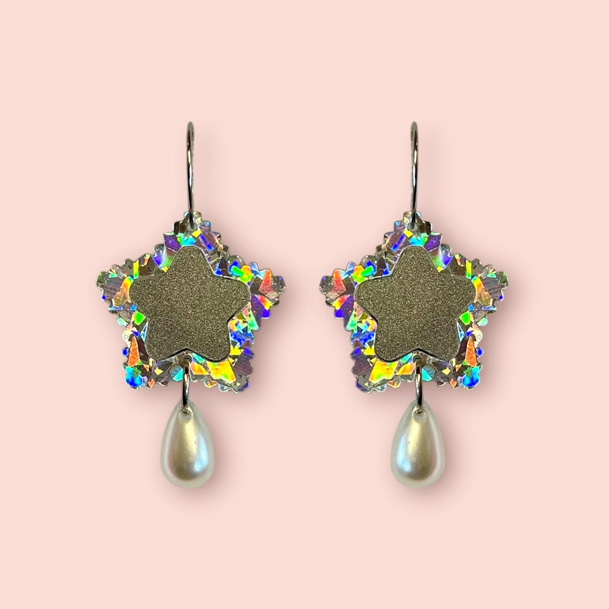 SMALL PEARL DROP STARS SILVER