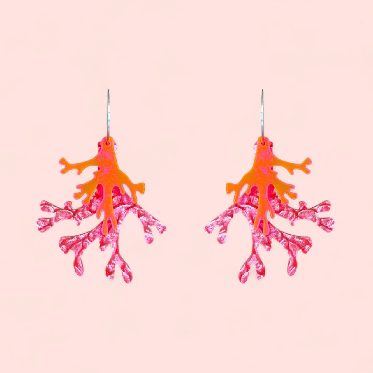 LARGE DOUBLE CORAL HOOPS (style 2) (E)