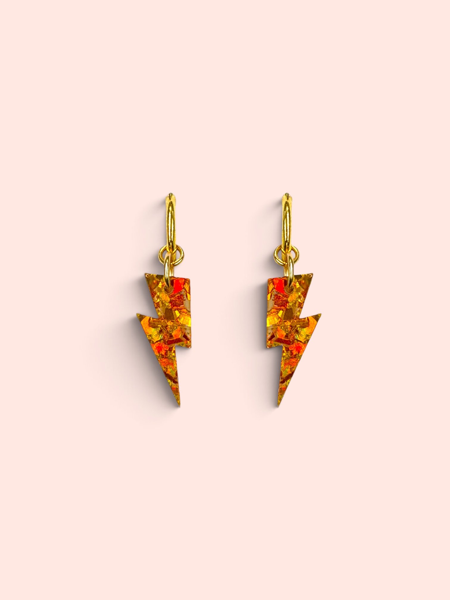 MINI GOLD HOLO GLITTER BOLT HOOPS
