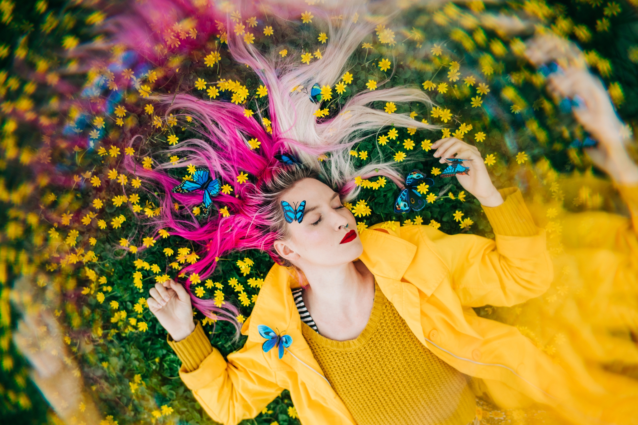 Emily Grace Photography, Lancaster PA Wedding Photographer for Adventurous Couples, Lancaster County Central Park Portrait Session, Spring Flowers in Bloom Photo Shoot, Pictures with Butterflies