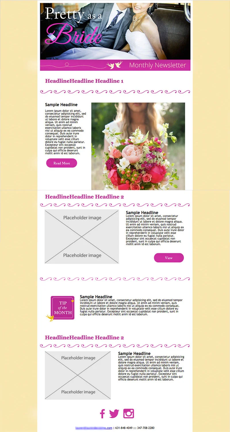  Email template for Wedding Hair &amp; Make up business "Pretty as Bride" 