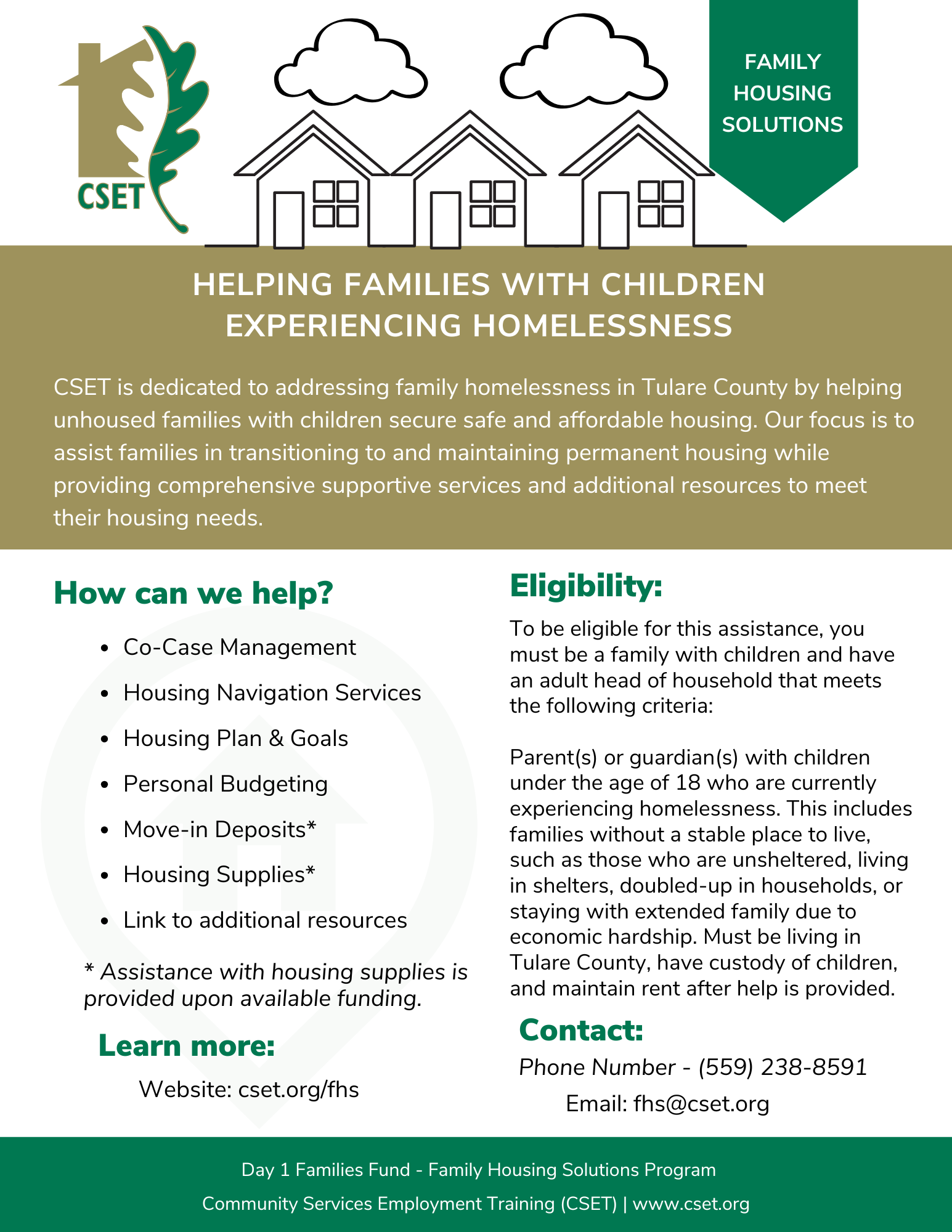 Family Housing Solutions CSET Family Housing Solutions CSET