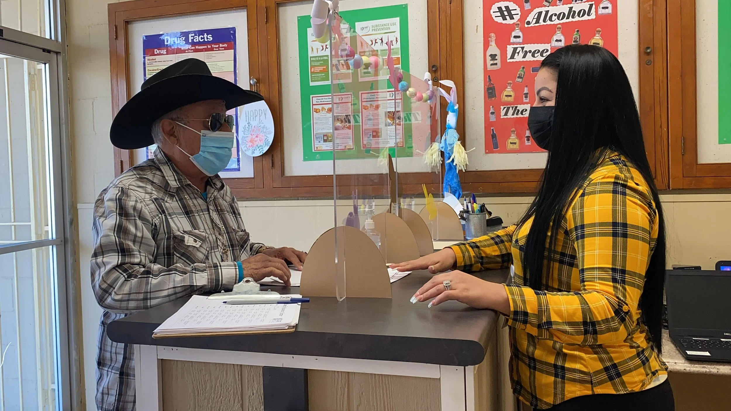 Resident stops by the CSET Earlimart Family Resource Center.JPG