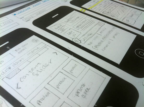 Early sketches on our awesome UX Stencils sketch pads.