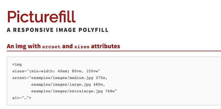 Picturefill Responsive Image Polyfill